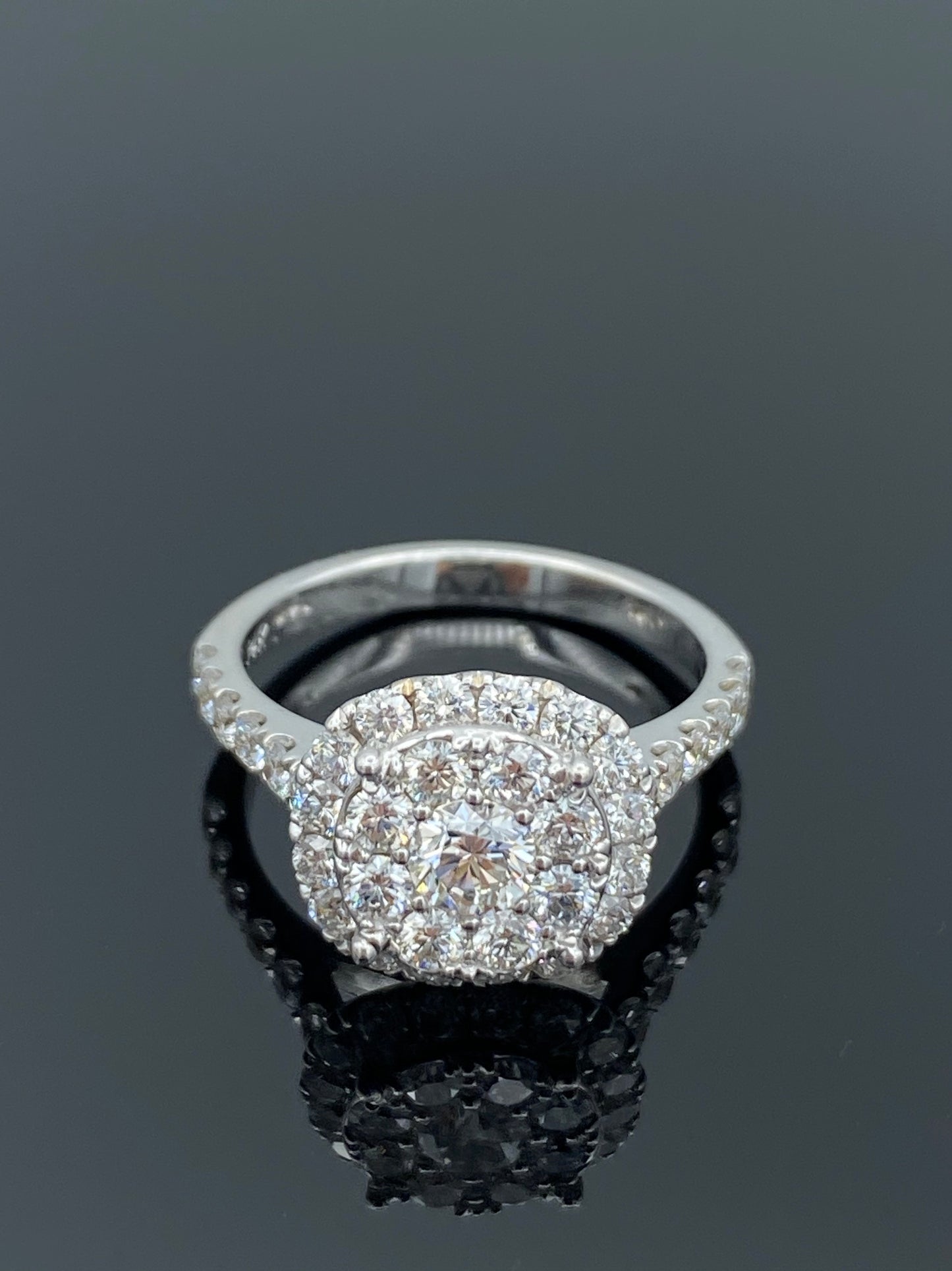 Radiance Halo Cluster Diamond Engagement Ring in 14K White Gold - L and L Jewelry