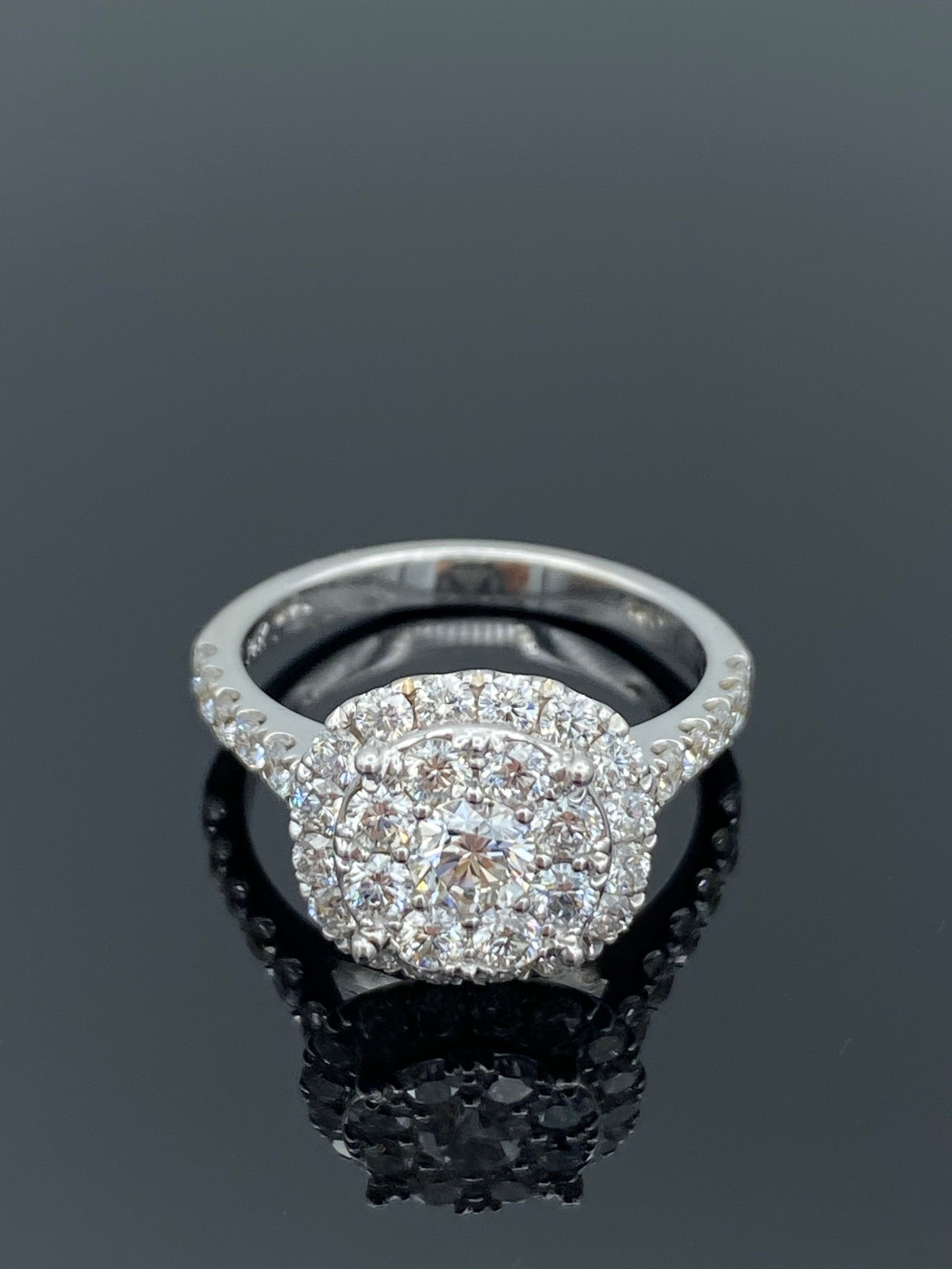 Radiance Halo Cluster Diamond Engagement Ring in 14K White Gold - L and L Jewelry