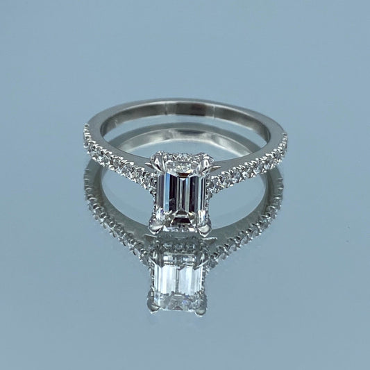 Emerald-Cut Diamond Engagement Ring in 14K White Gold - L and L Jewelry