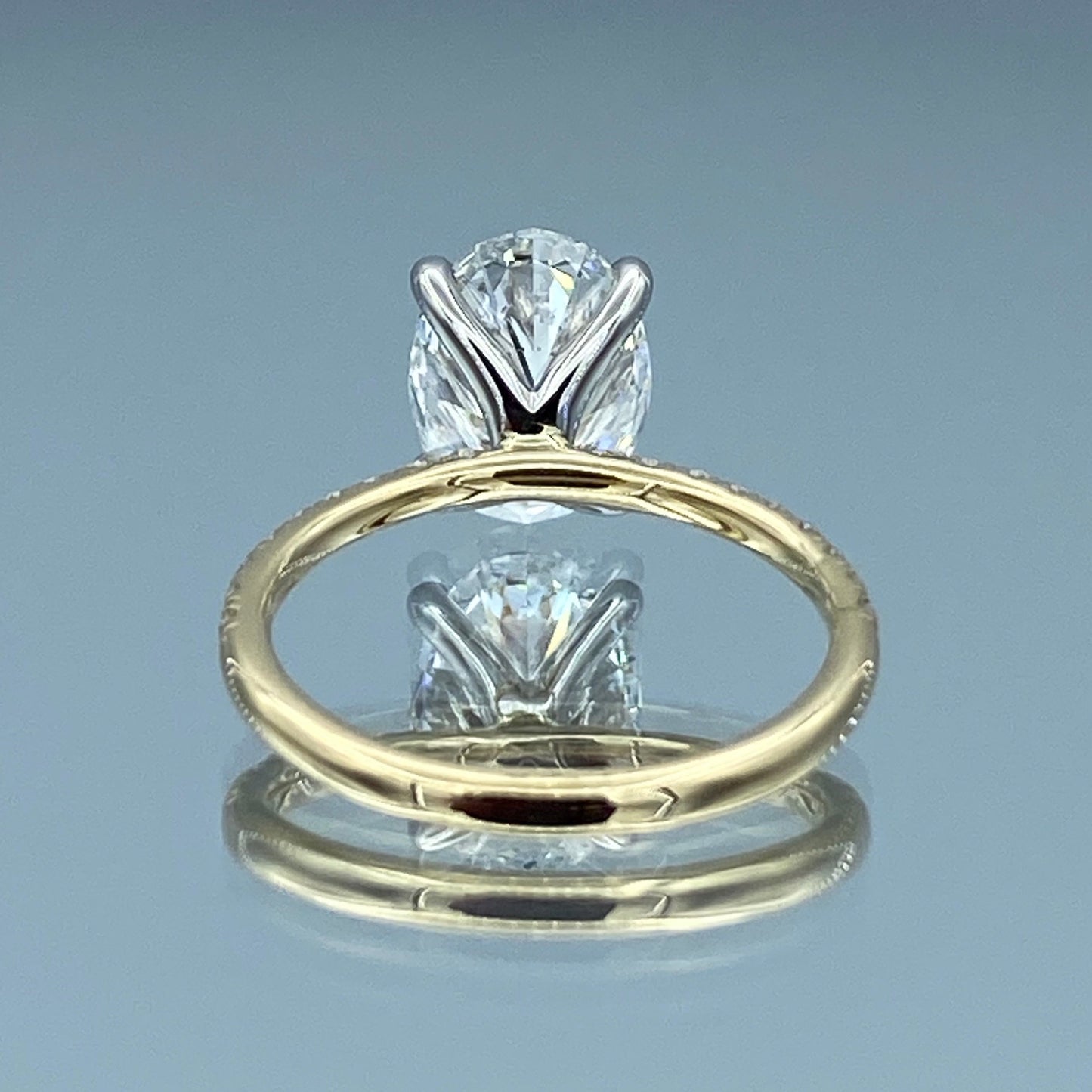 Oval-Cut Diamond Engagement Ring in Platinum and 14K Yellow Gold - L and L Jewelry