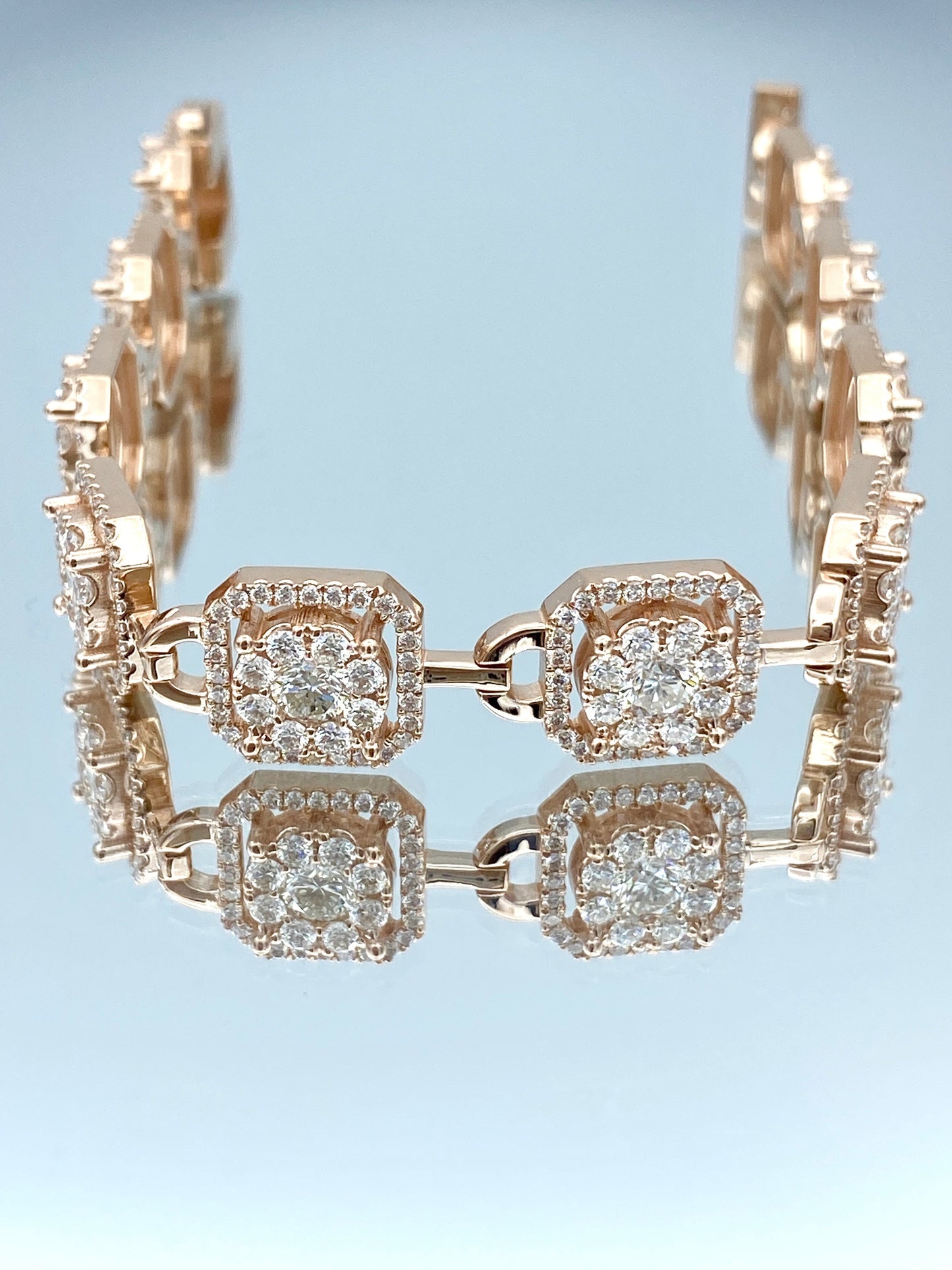 Diamond Halo Statement Bracelet in 14K Rose Gold - L and L Jewelry