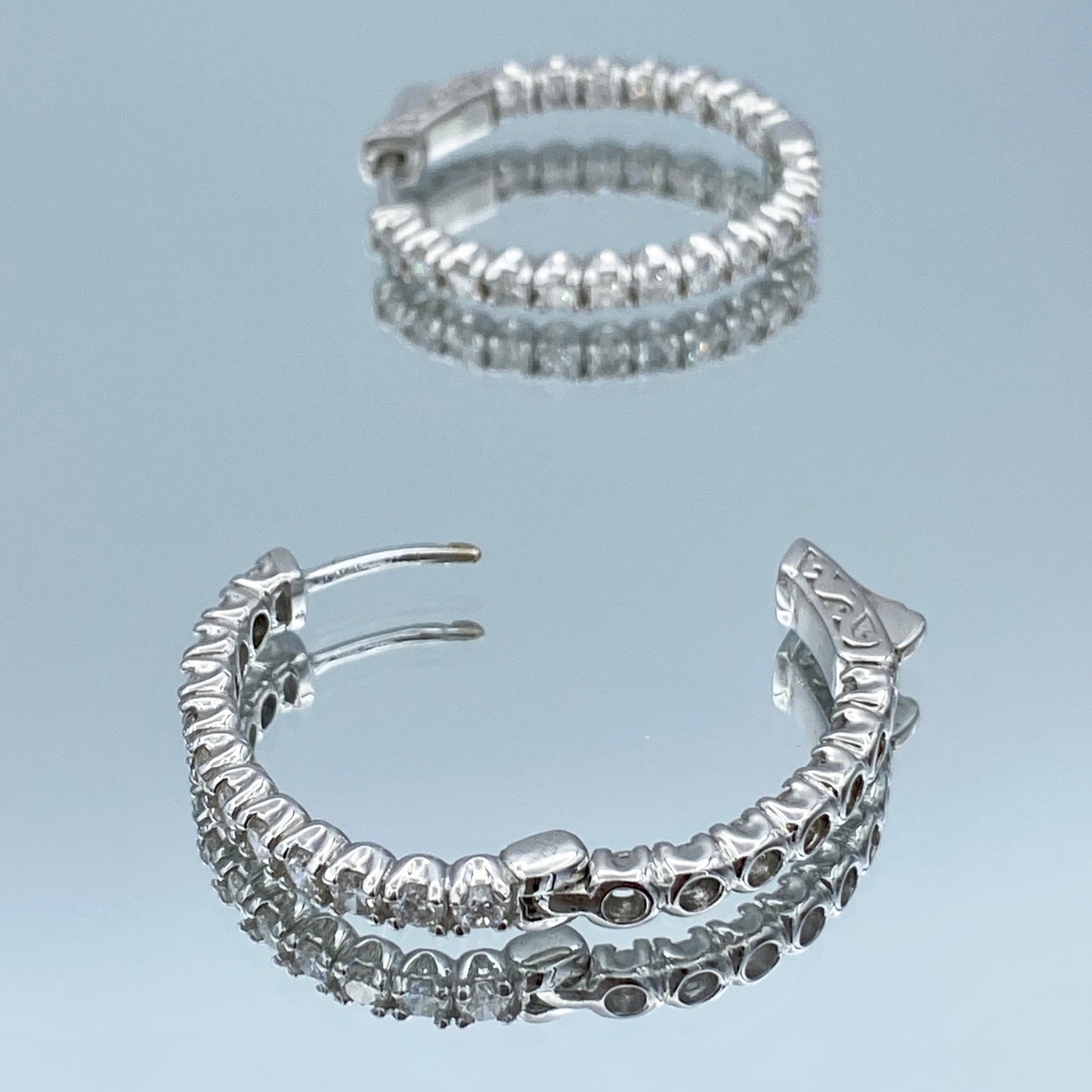 Inside-Out Diamond Hoop Earrings in 14K White Gold - L and L Jewelry