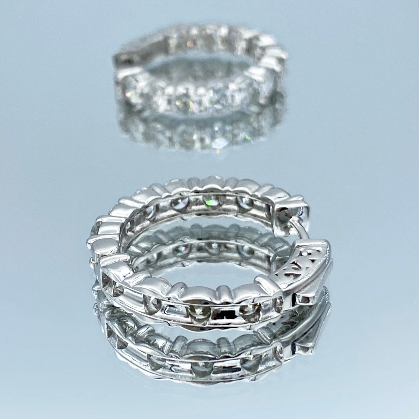 Inside-Out Diamond Hoop Earrings in 14K White Gold - L and L Jewelry