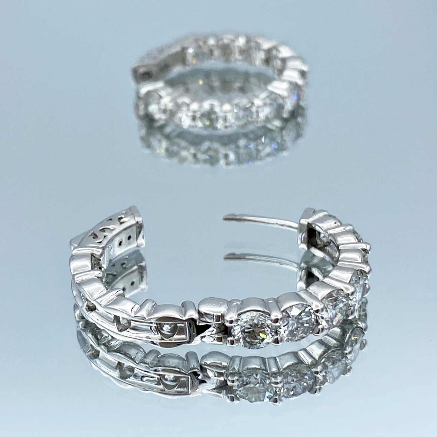 Inside-Out Diamond Hoop Earrings in 14K White Gold - L and L Jewelry