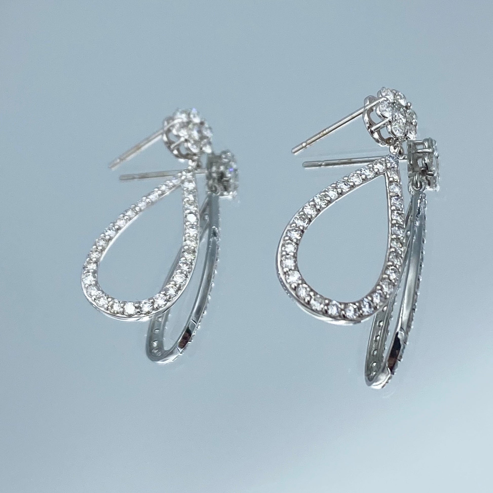 Teardrop Diamond Drop Earrings in 14K White Gold - L and L Jewelry
