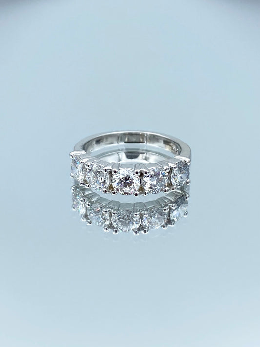 Five Stone Round Brilliant-Cut Diamond Engagement Ring in 14K White Gold - L and L Jewelry