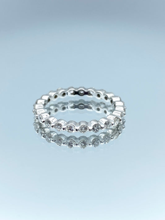 Bezel-Set Round Brilliant-Cut Diamond Eternity Band in 14K White Gold - L and L Jewelry