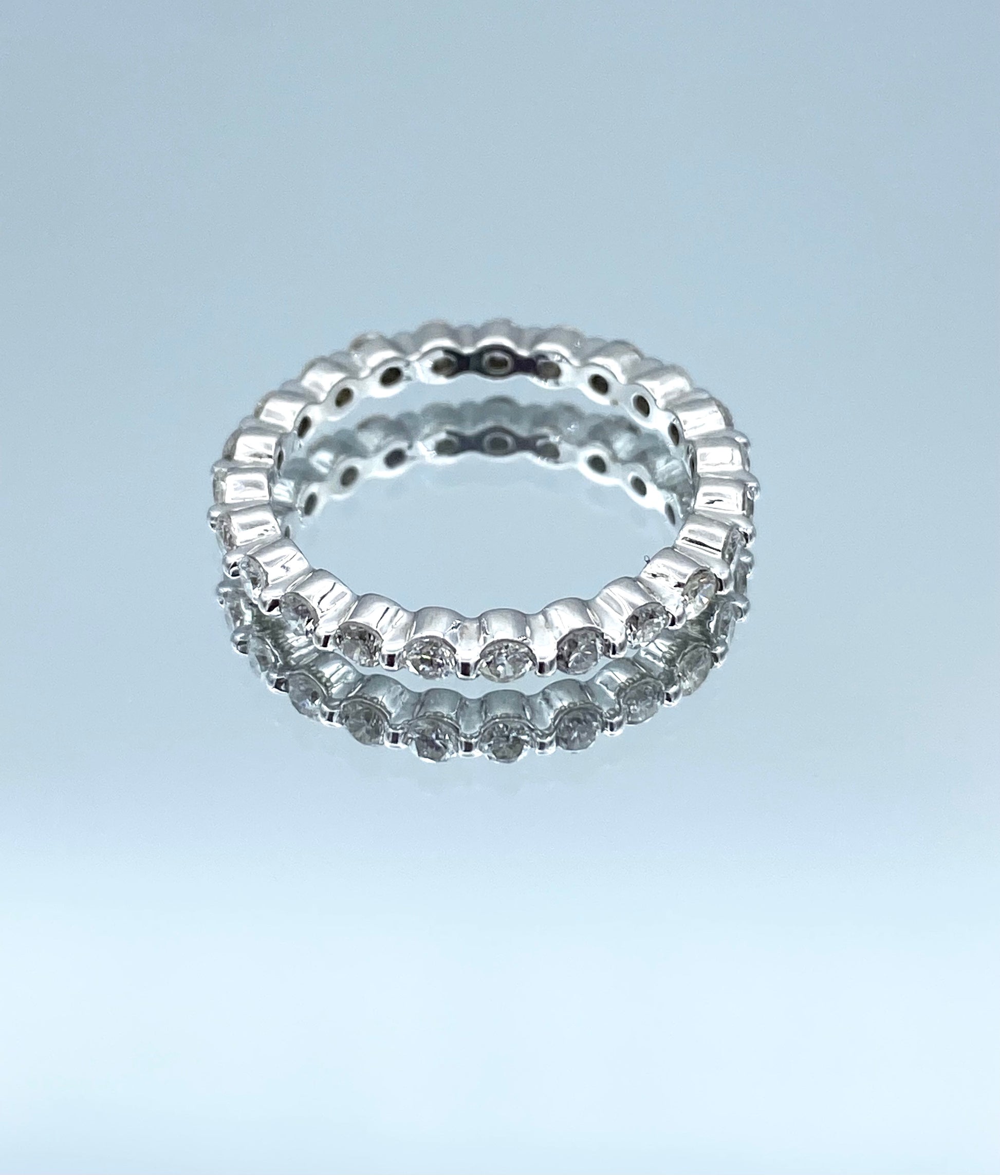 Bezel-Set Round Brilliant-Cut Diamond Eternity Band in 14K White Gold - L and L Jewelry