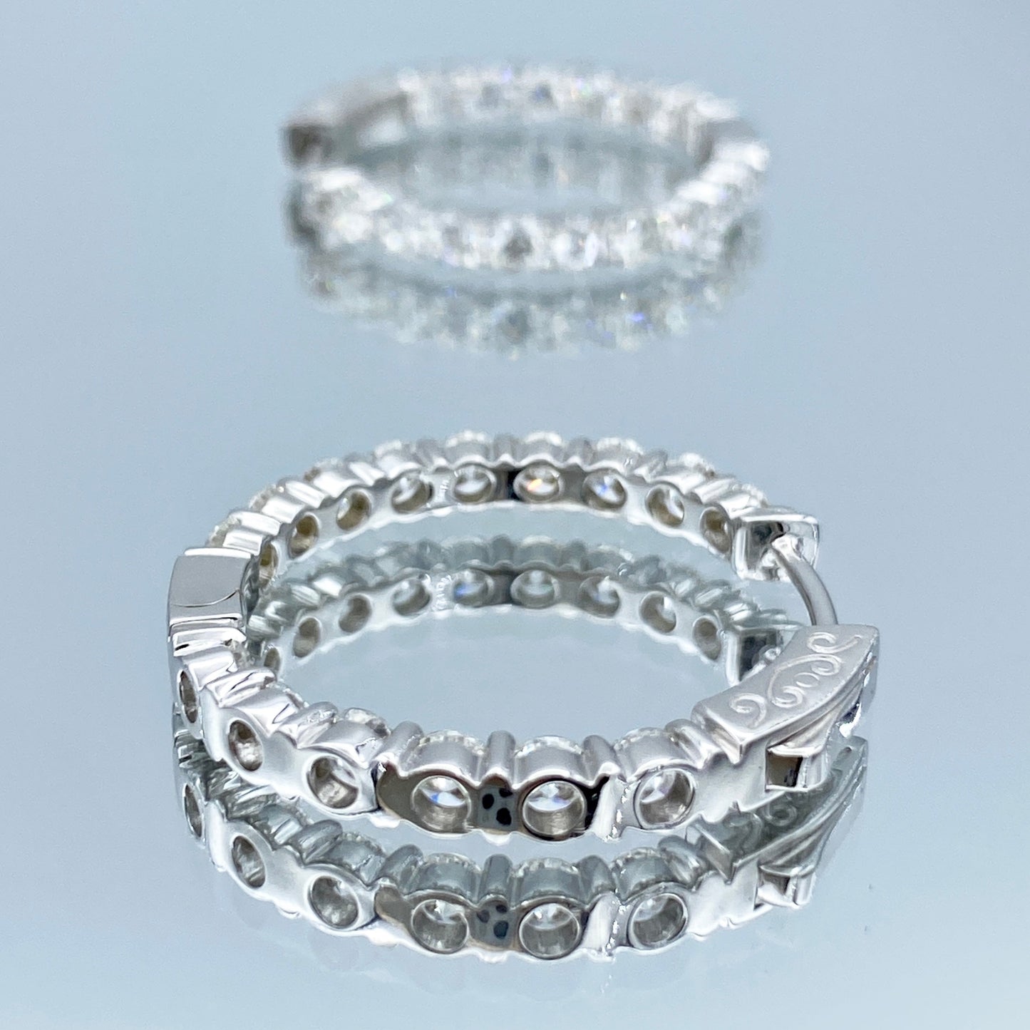 Inside-Out Diamond Hoop Earrings in 14K White Gold - L and L Jewelry