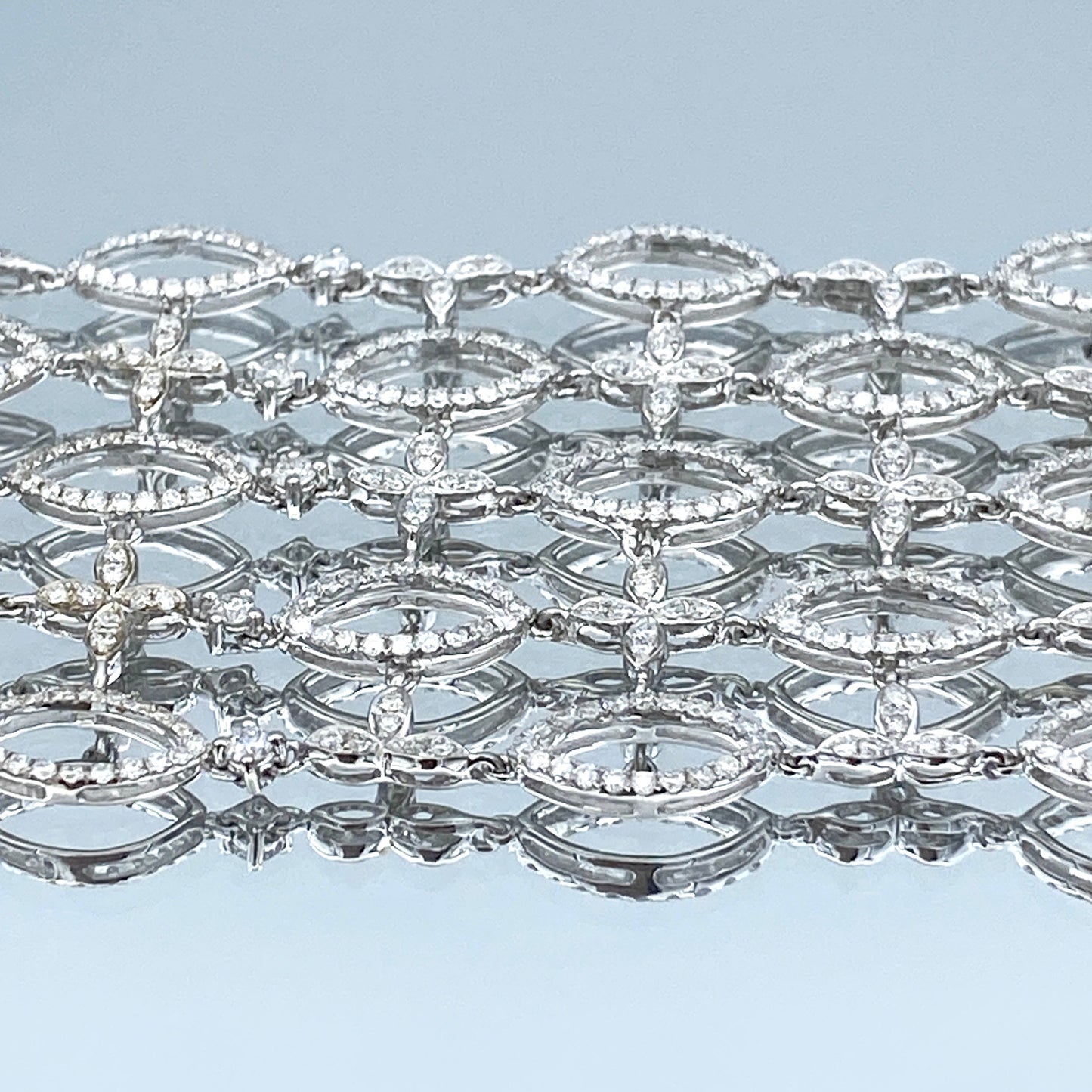 Pave-Set Diamond Statement Bracelet in 14K White Gold - L and L Jewelry