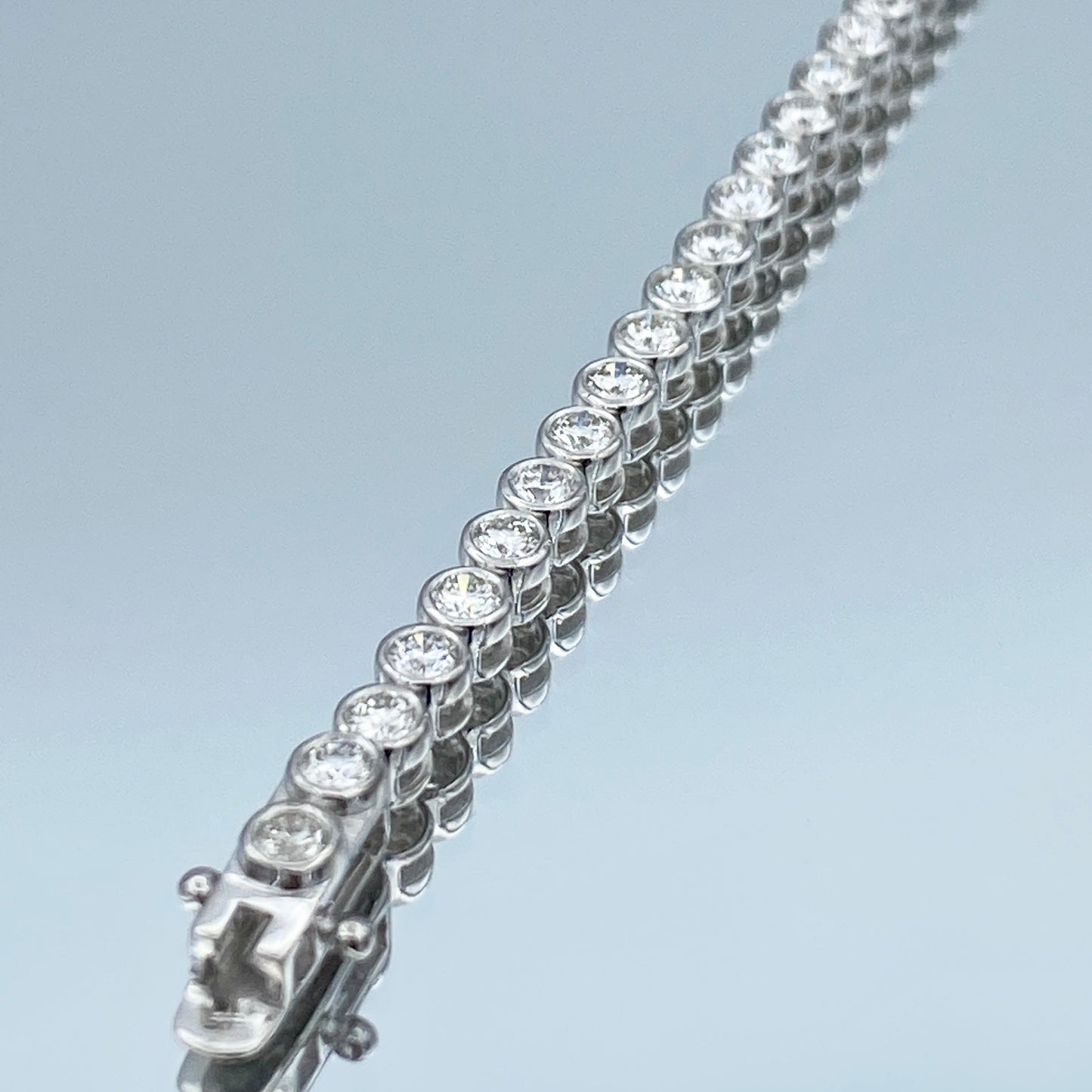 Bezel-Set Diamond Tennis Bracelet in 14K White Gold - L and L Jewelry