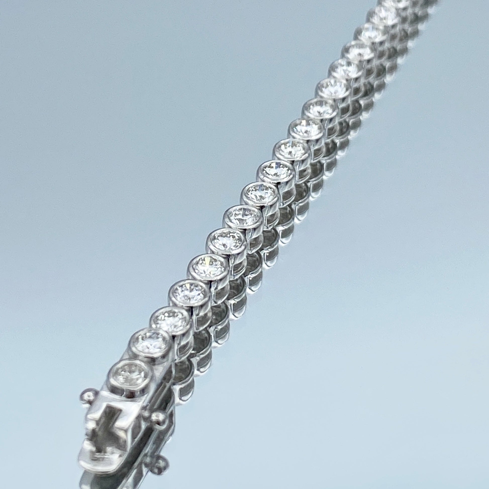 Bezel-Set Diamond Tennis Bracelet in 14K White Gold - L and L Jewelry