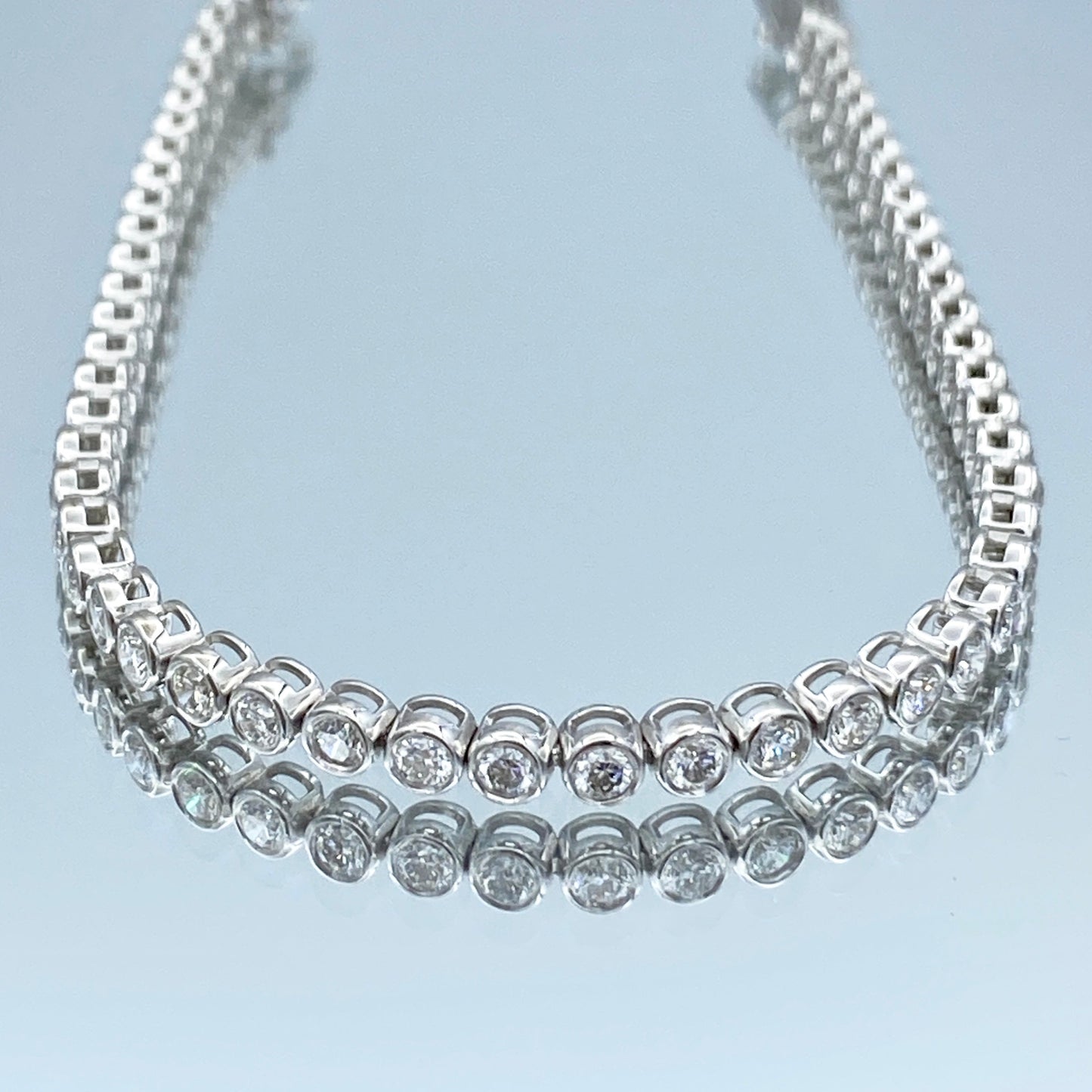 Bezel-Set Diamond Tennis Bracelet in 14K White Gold - L and L Jewelry