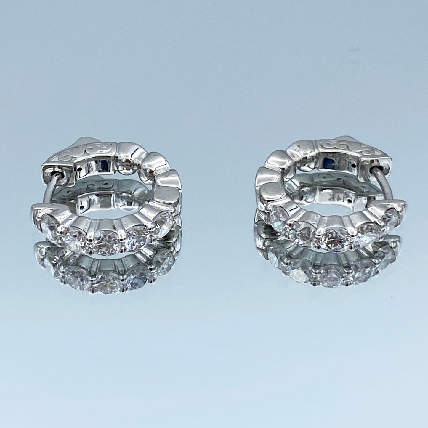 Diamond Huggie Hoop Earrings in 14K White Gold - L and L Jewelry