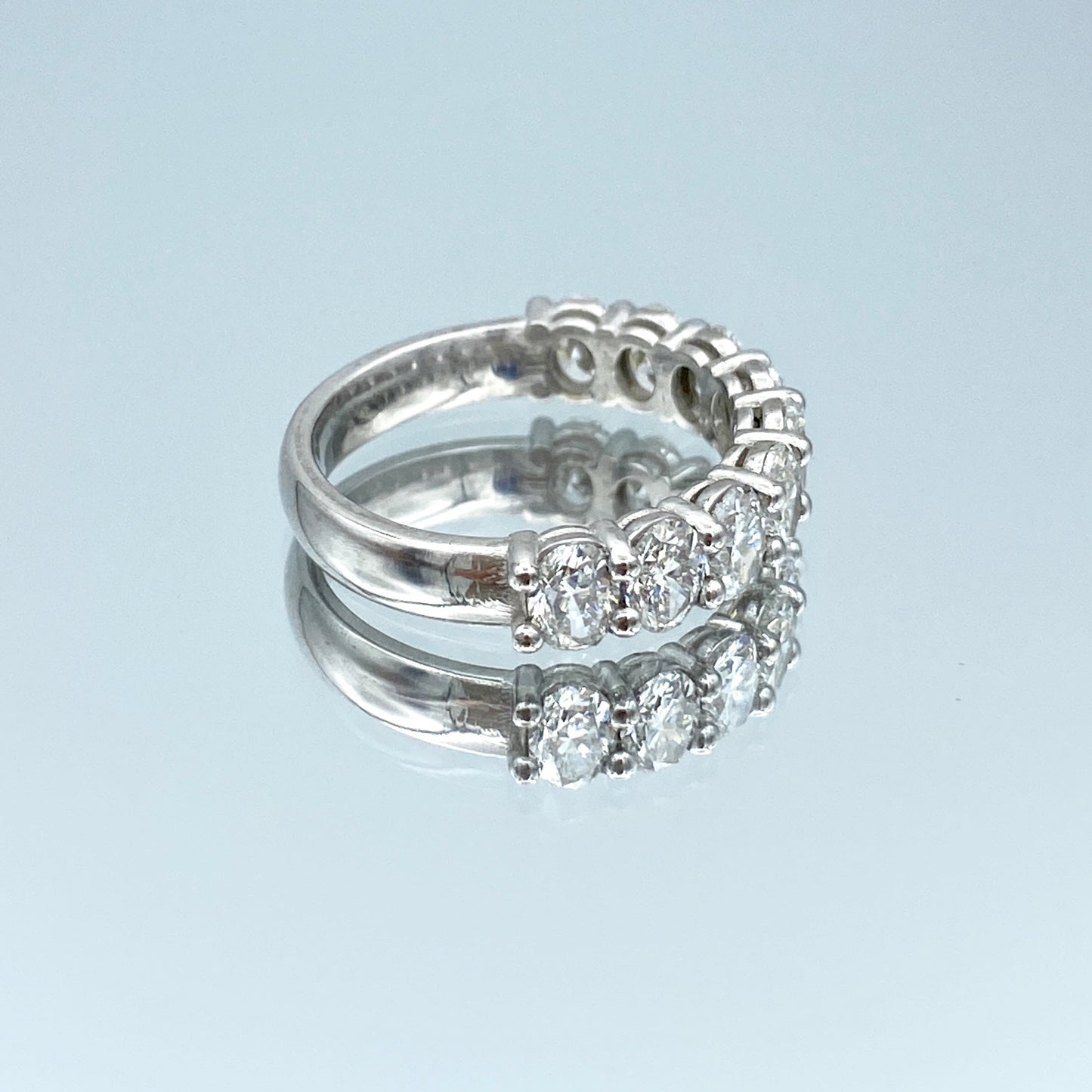 Nine-Stone Oval-Cut Diamond Ring in 14K White Gold - L and L Jewelry