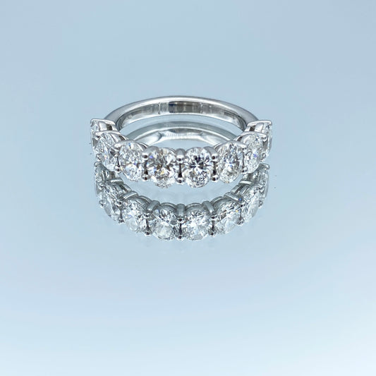 Eight-Stone Oval-Cut Diamond Ring in Platinum - L and L Jewelry