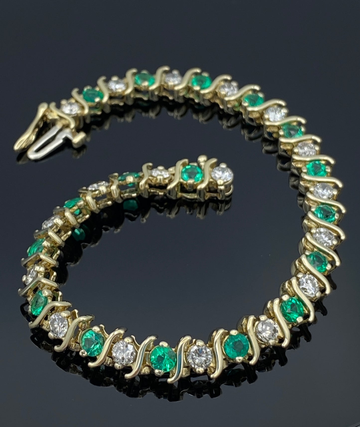 S-Link Diamond Tennis Bracelet in 14K Yellow Gold - L and L Jewelry