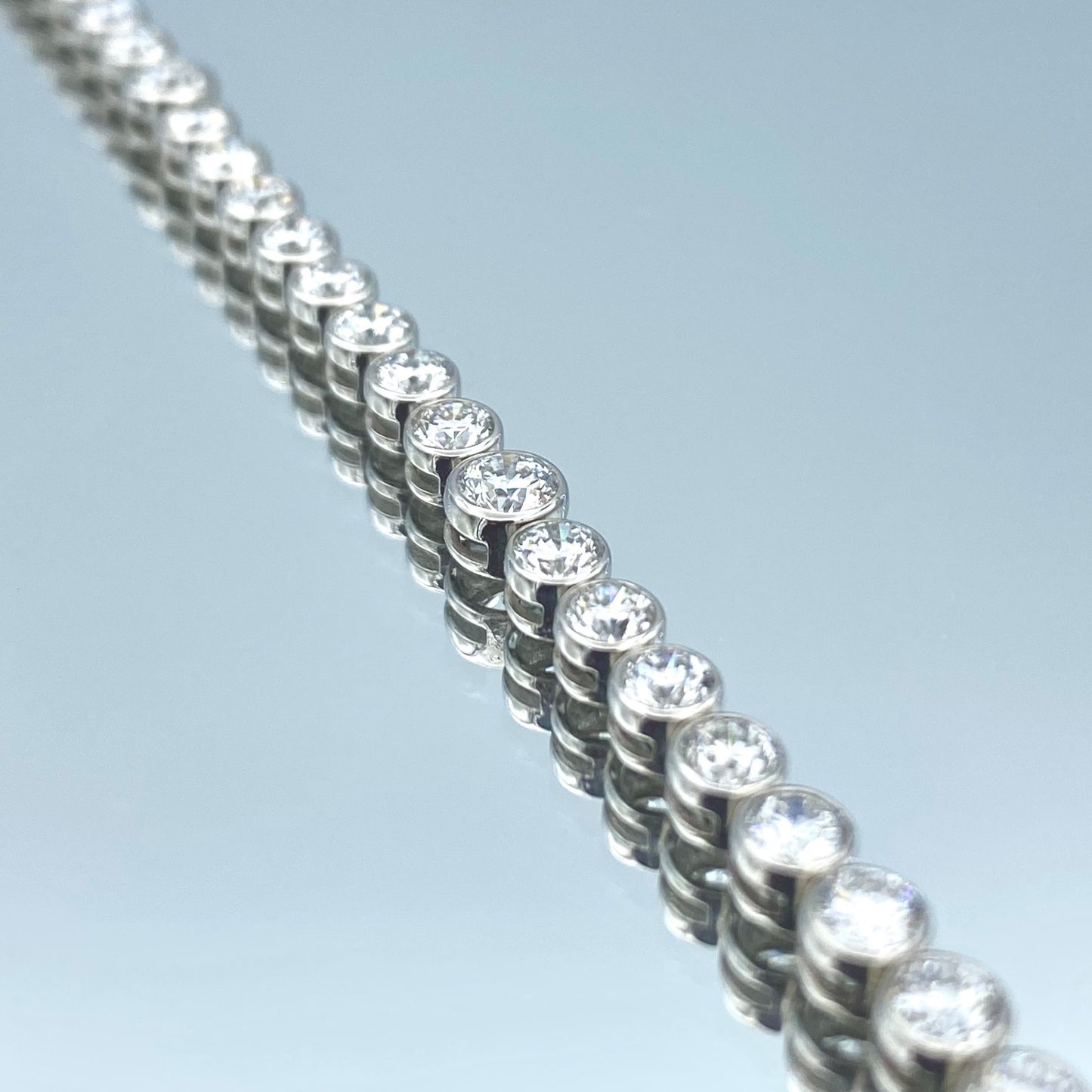 Bezel-Set Diamond Tennis Bracelet in 14K White Gold - L and L Jewelry