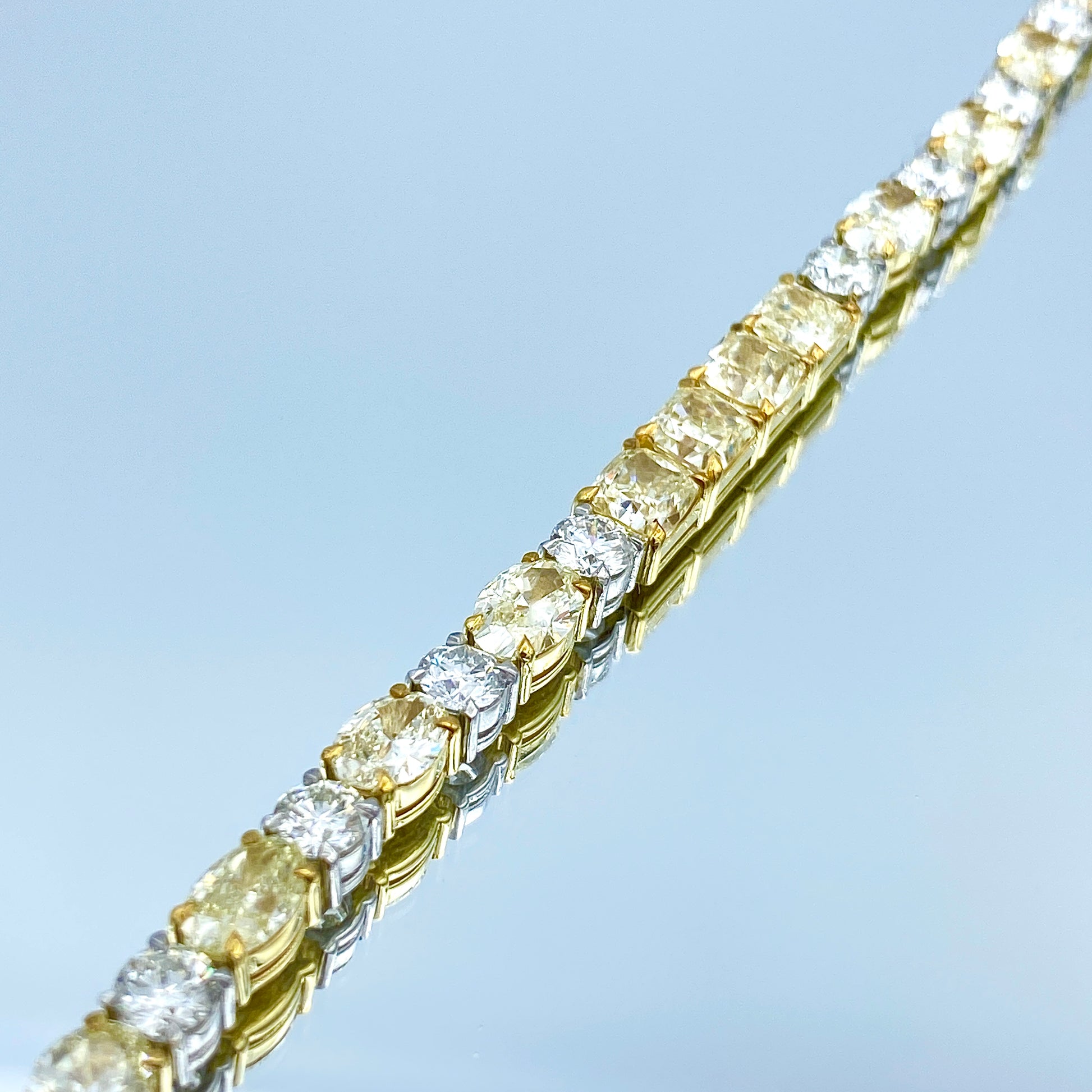 Yellow Diamond and White Diamond Tennis Bracelet in Platinum and 18K Yellow Gold - L and L Jewelry