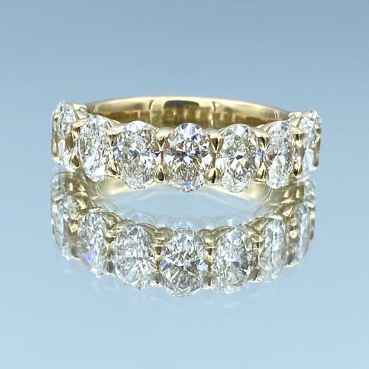 Oval-Cut Diamond Halfway Ring in 14K Yellow Gold - L and L Jewelry