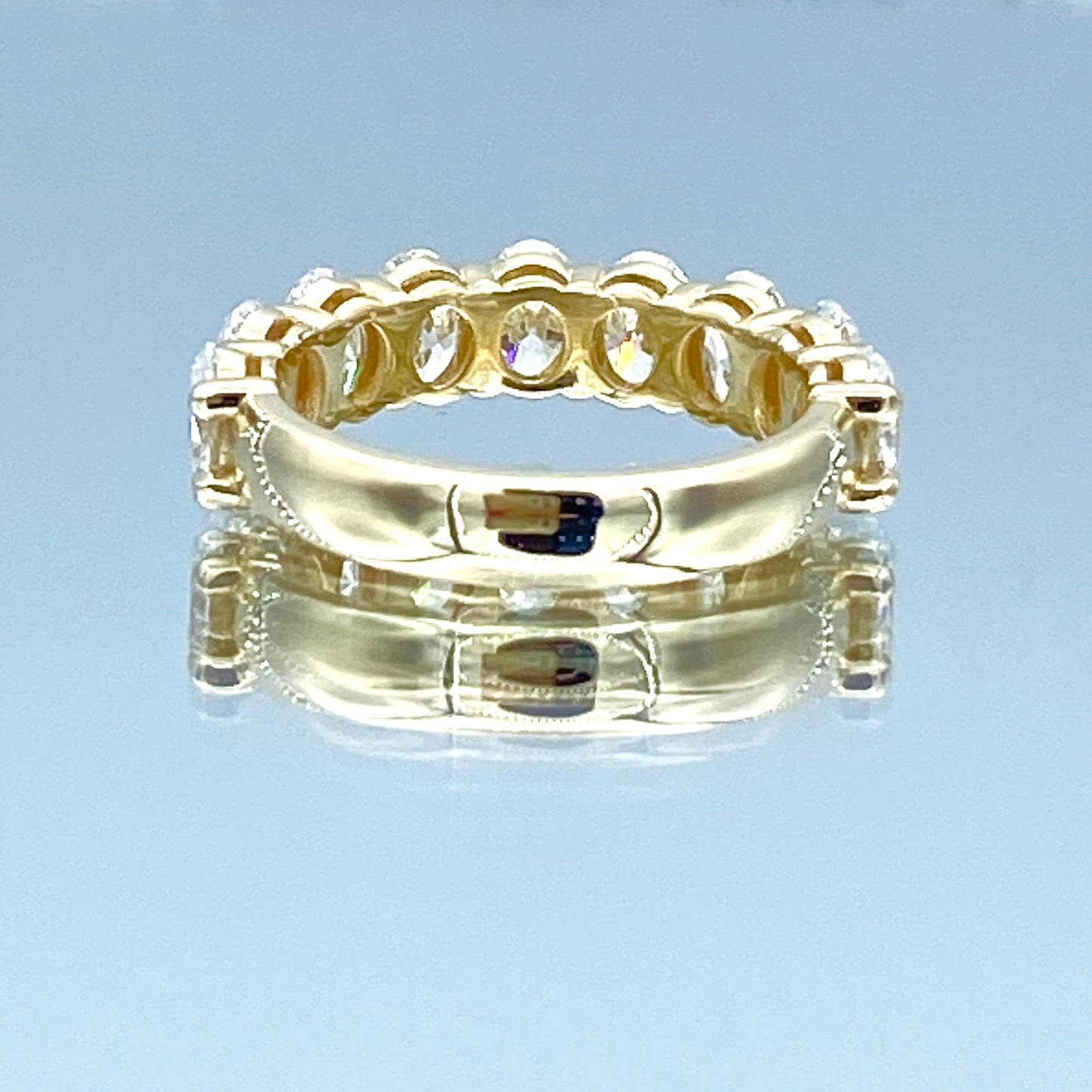 Oval-Cut Diamond Halfway Ring in 14K Yellow Gold - L and L Jewelry