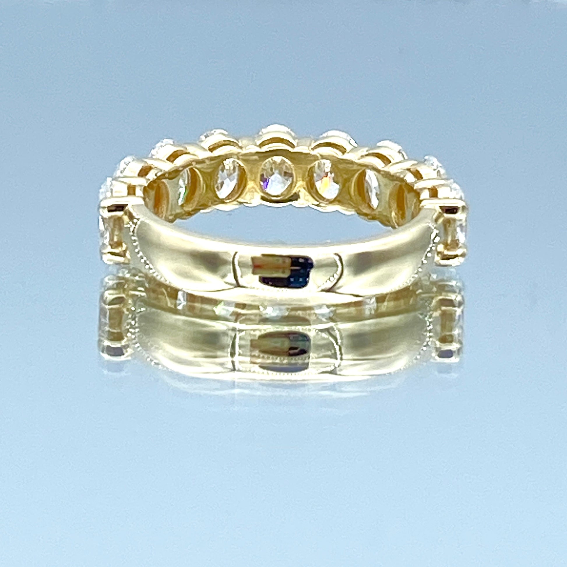 Oval-Cut Diamond Halfway Ring in 14K Yellow Gold - L and L Jewelry