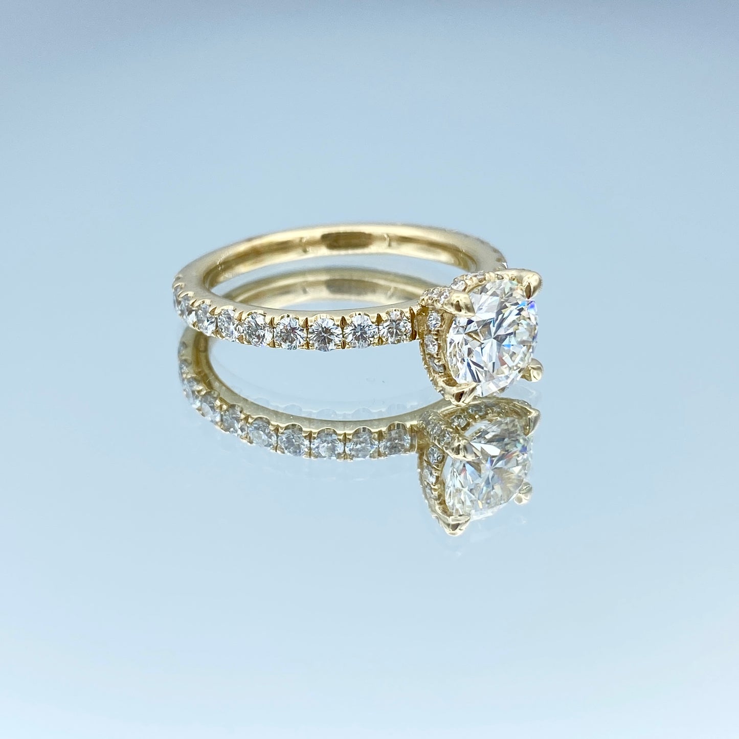 Round-Cut Diamond Engagement Ring in 14K Yellow Gold - L and L Jewelry