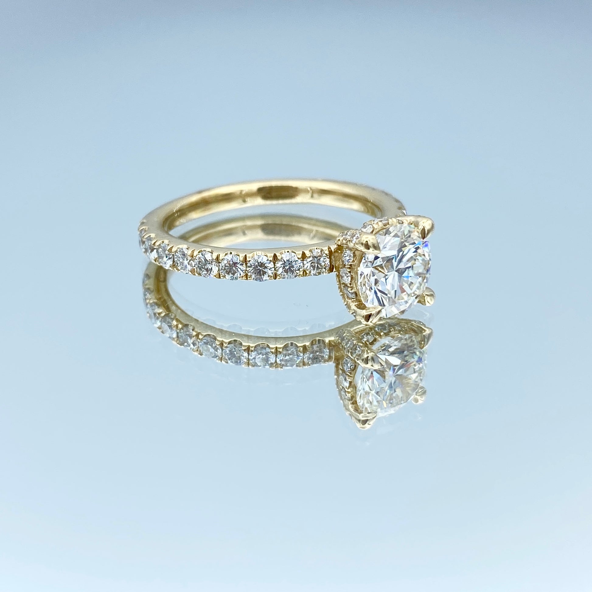 Round-Cut Diamond Engagement Ring in 14K Yellow Gold - L and L Jewelry