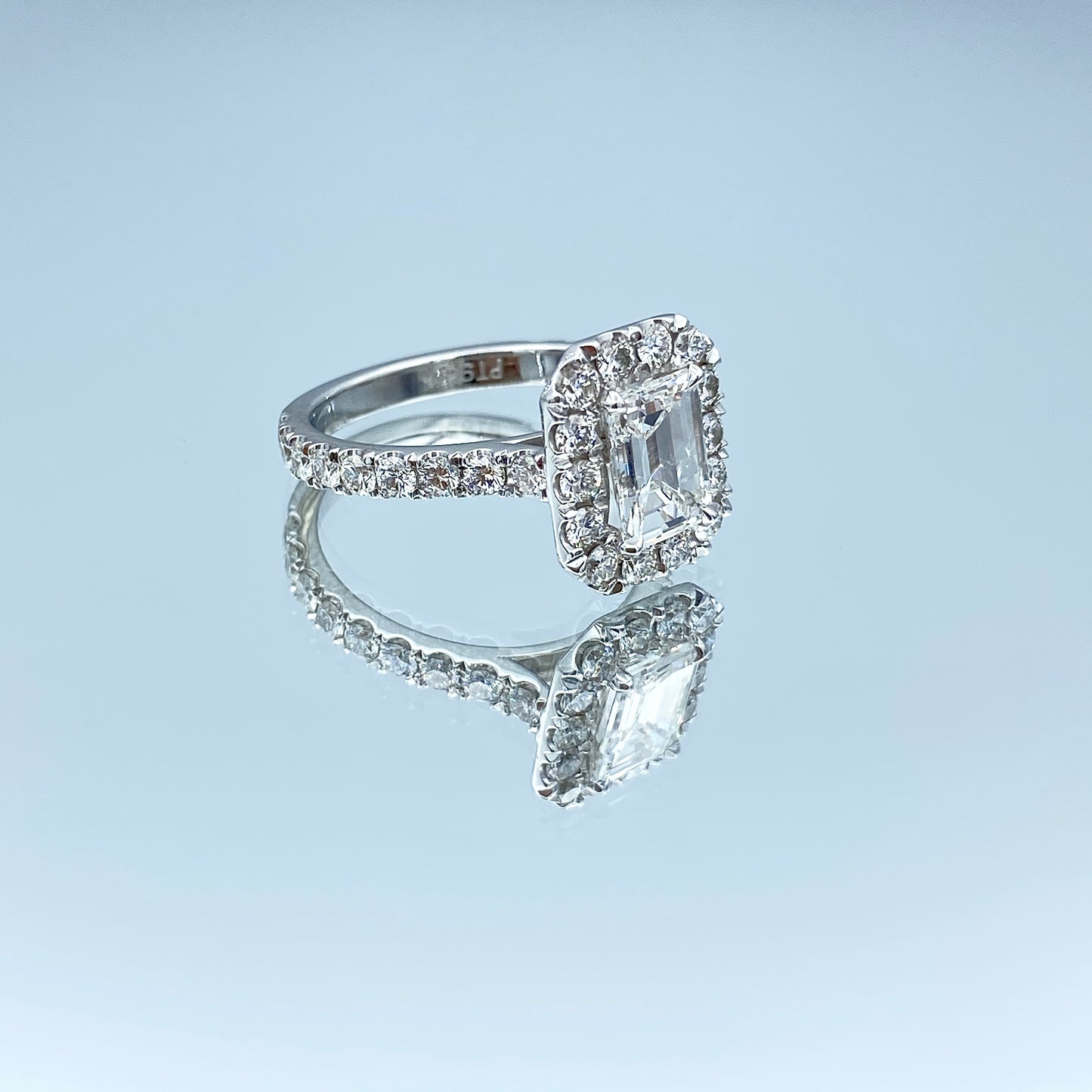 Halo Diamond Engagement Ring in Platinum - L and L Jewelry