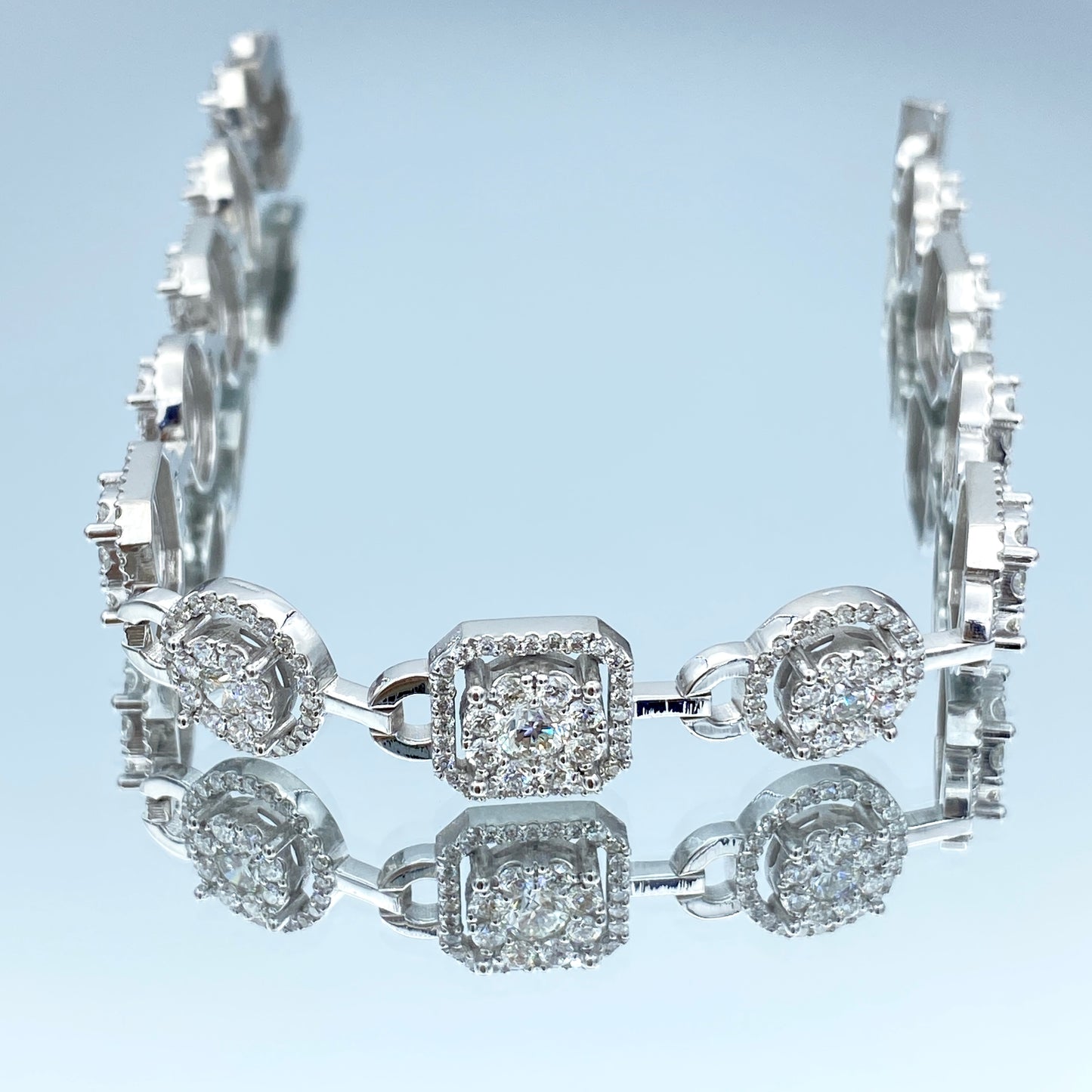 Diamond Halo Statement Bracelet in 14K White Gold - L and L Jewelry