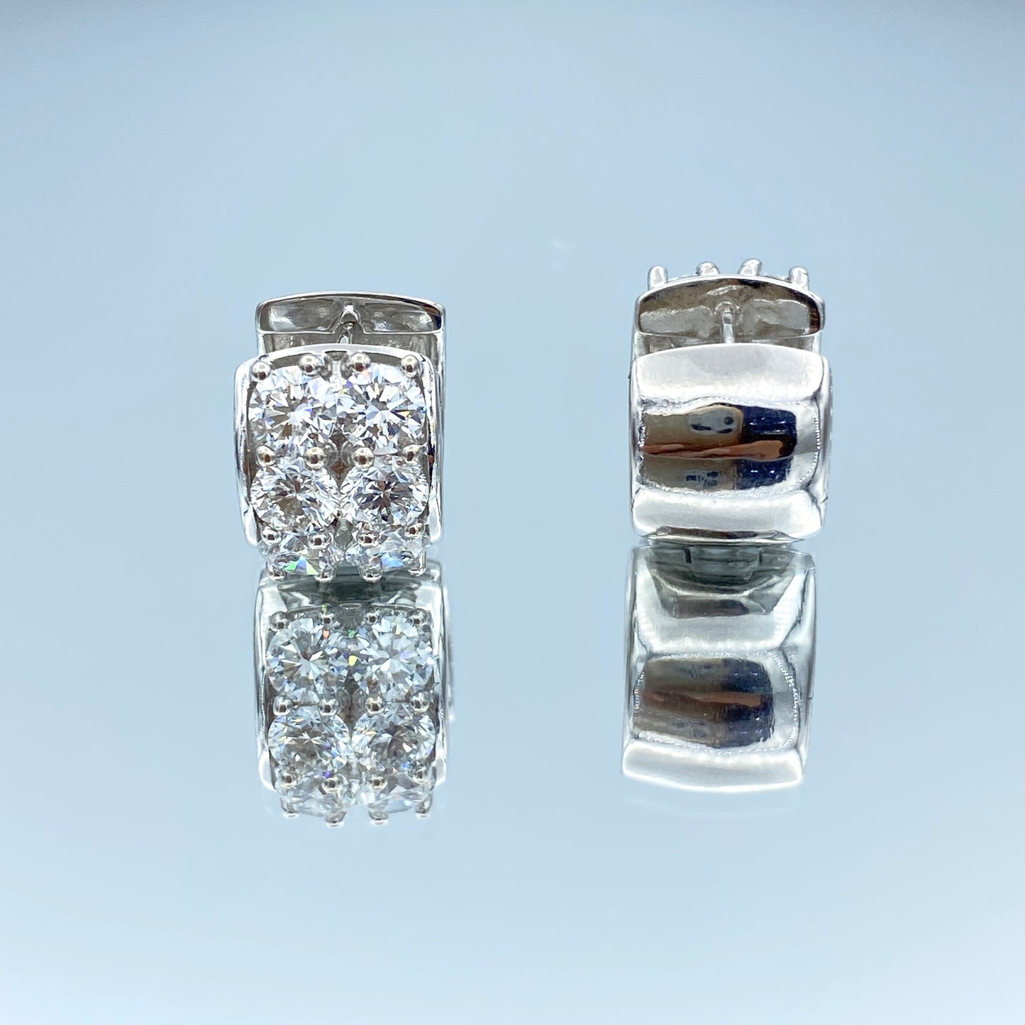 Diamond Huggie Earrings in 14K White Gold - L and L Jewelry