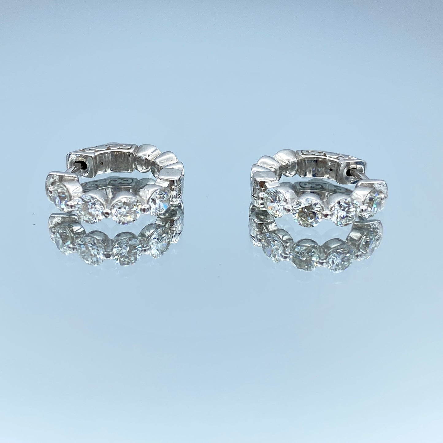 Diamond Huggie Hoop Earrings in 14K White Gold - L and L Jewelry