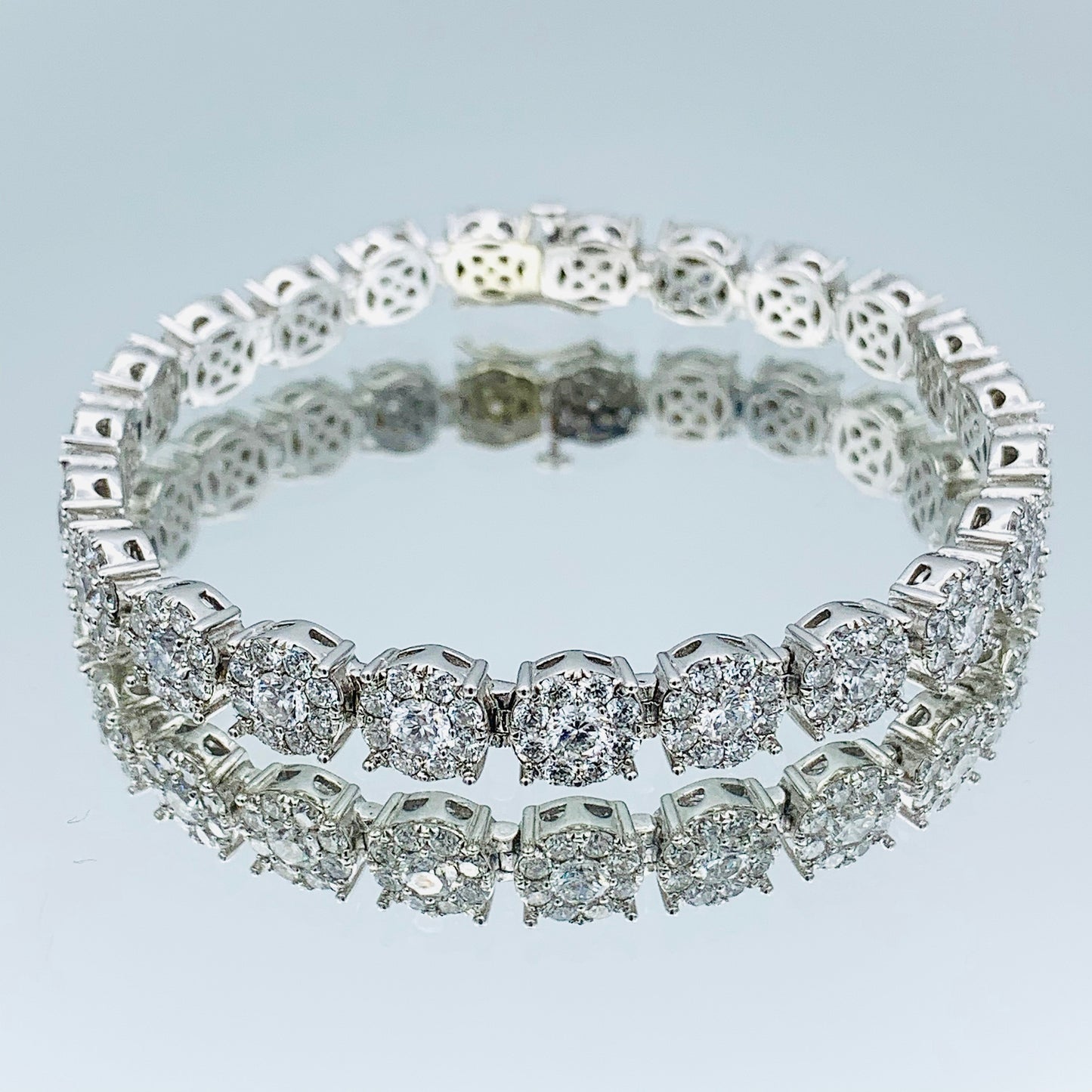 Floral Design Cluster Diamond Bracelet in 14K White Gold - L and L Jewelry