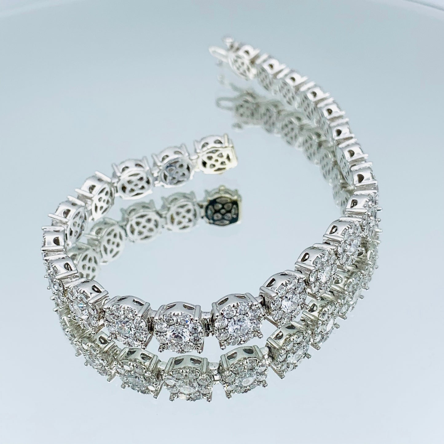 Floral Design Cluster Diamond Bracelet in 14K White Gold - L and L Jewelry