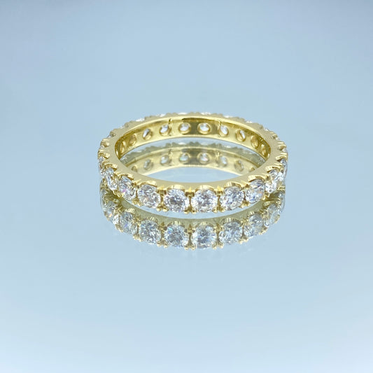 Prong Set Round Brilliant-Cut Diamond Eternity Ring in 14K Yellow Gold - L and L Jewelry