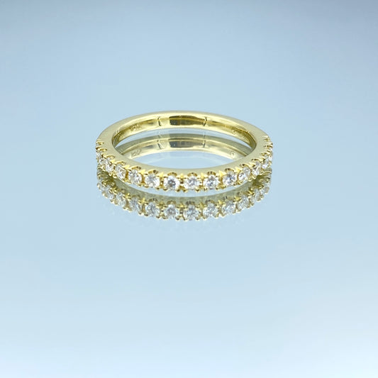 Halfway Round Brilliant-Cut Diamond Eternity Ring in 18K Yellow Gold - L and L Jewelry
