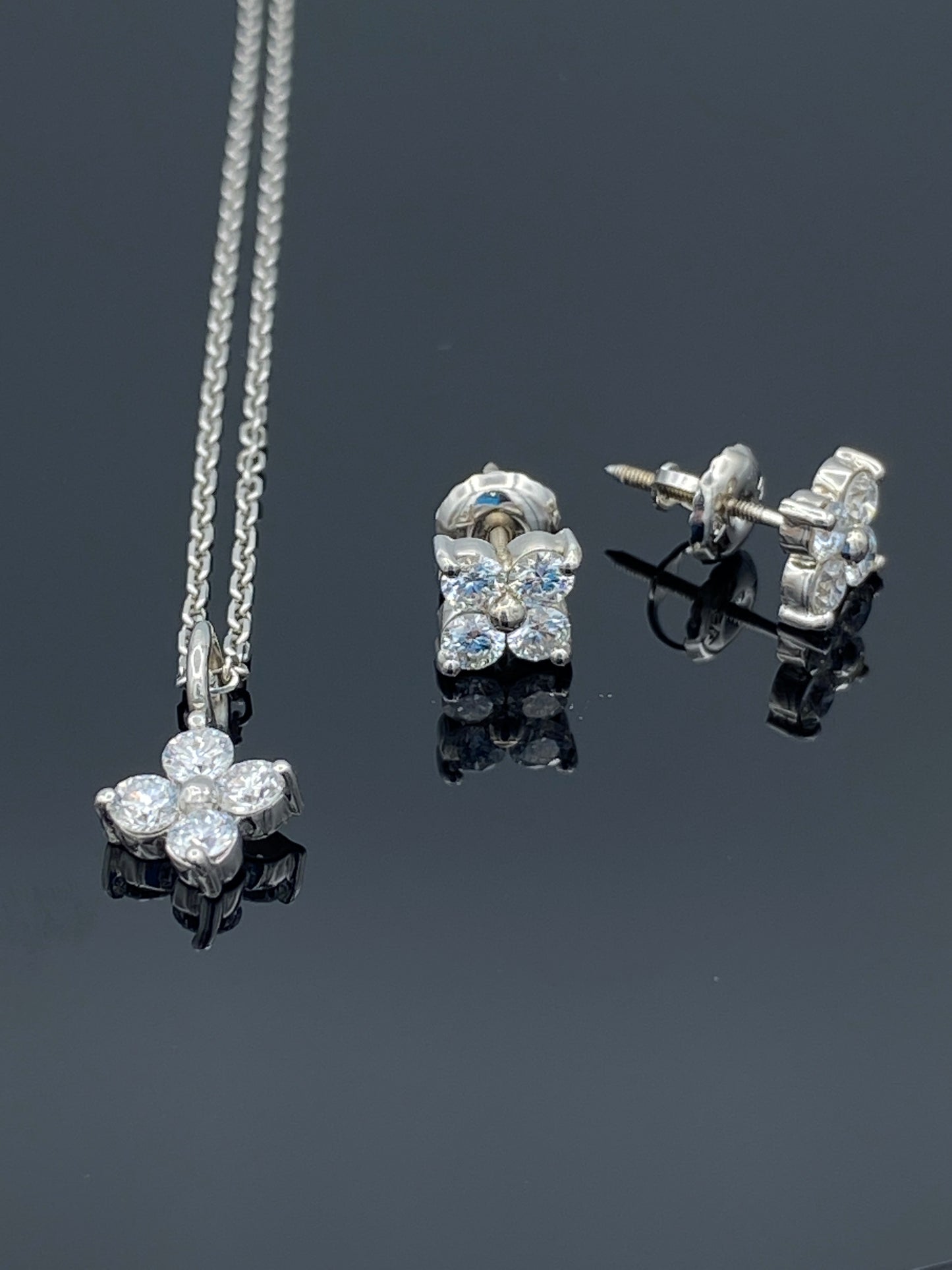The Four Petal Diamond Earrings in 14K White Gold - L and L Jewelry
