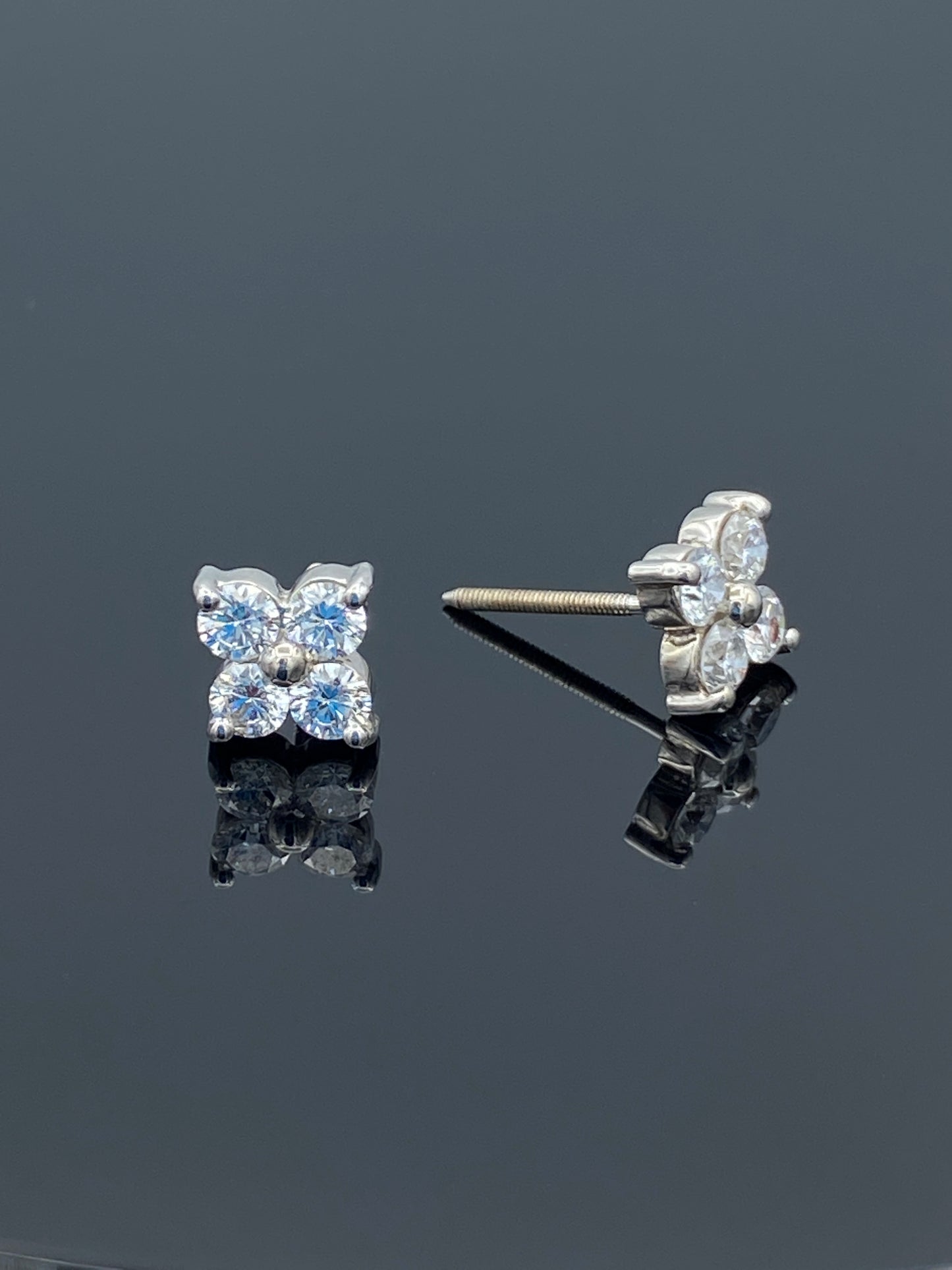 The Four Petal Diamond Earrings in 14K White Gold - L and L Jewelry