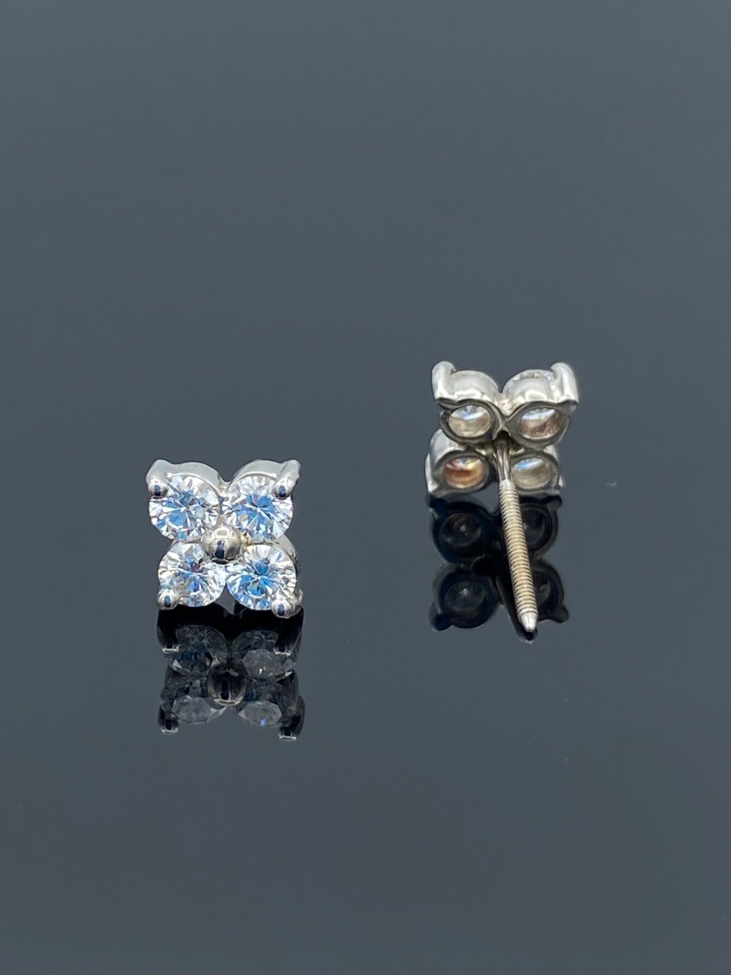 The Four Petal Diamond Earrings in 14K White Gold - L and L Jewelry