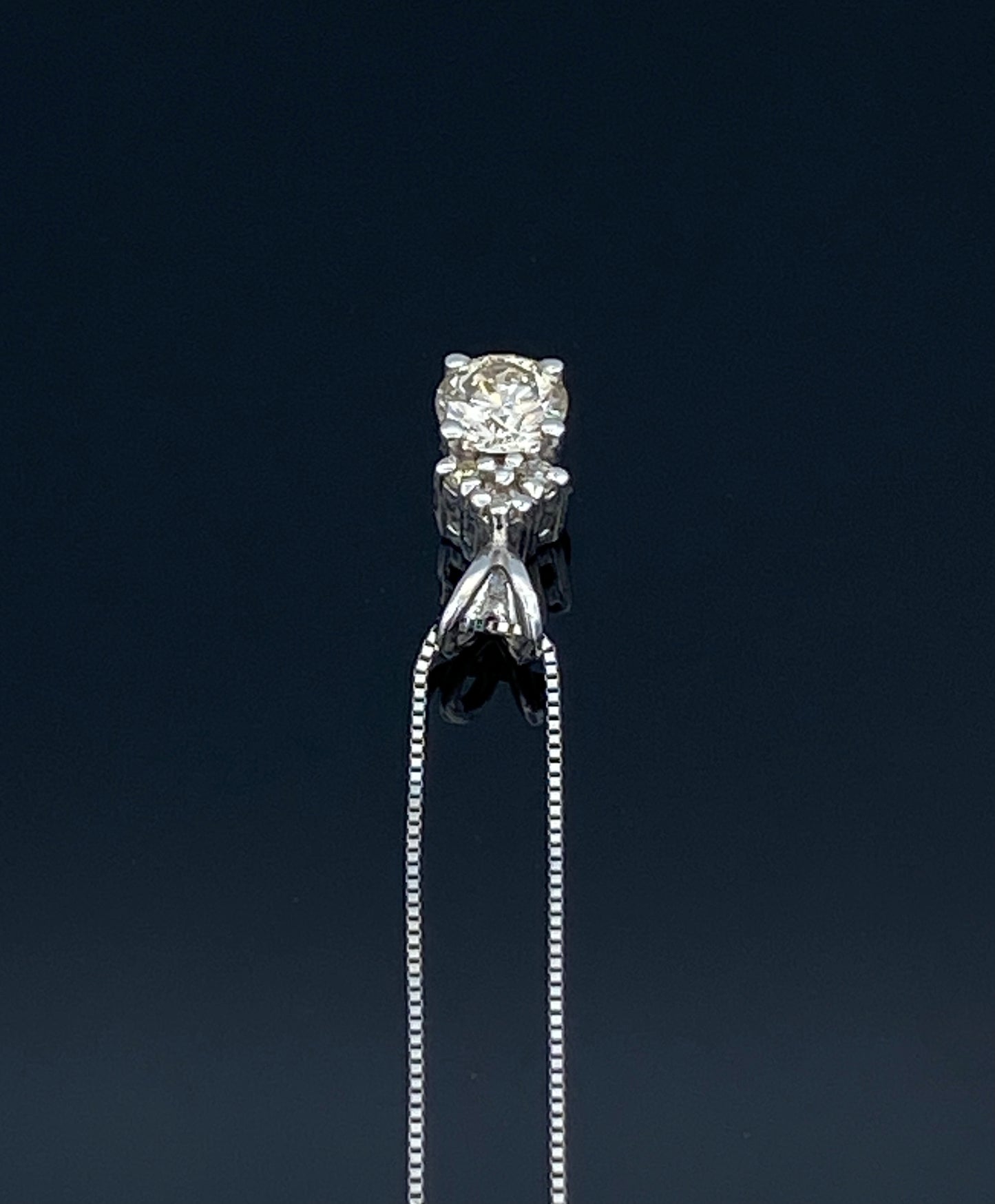 Solitaire Round-Cut Diamond Pendant in 14K White Gold - L and L Jewelry