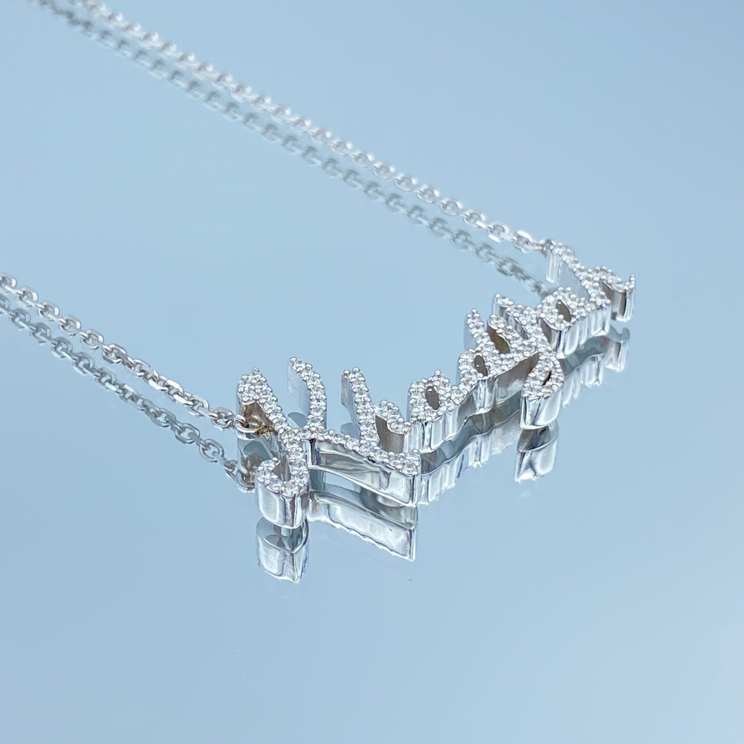 Diamond Script Name Necklace in 14K White Gold - L and L Jewelry