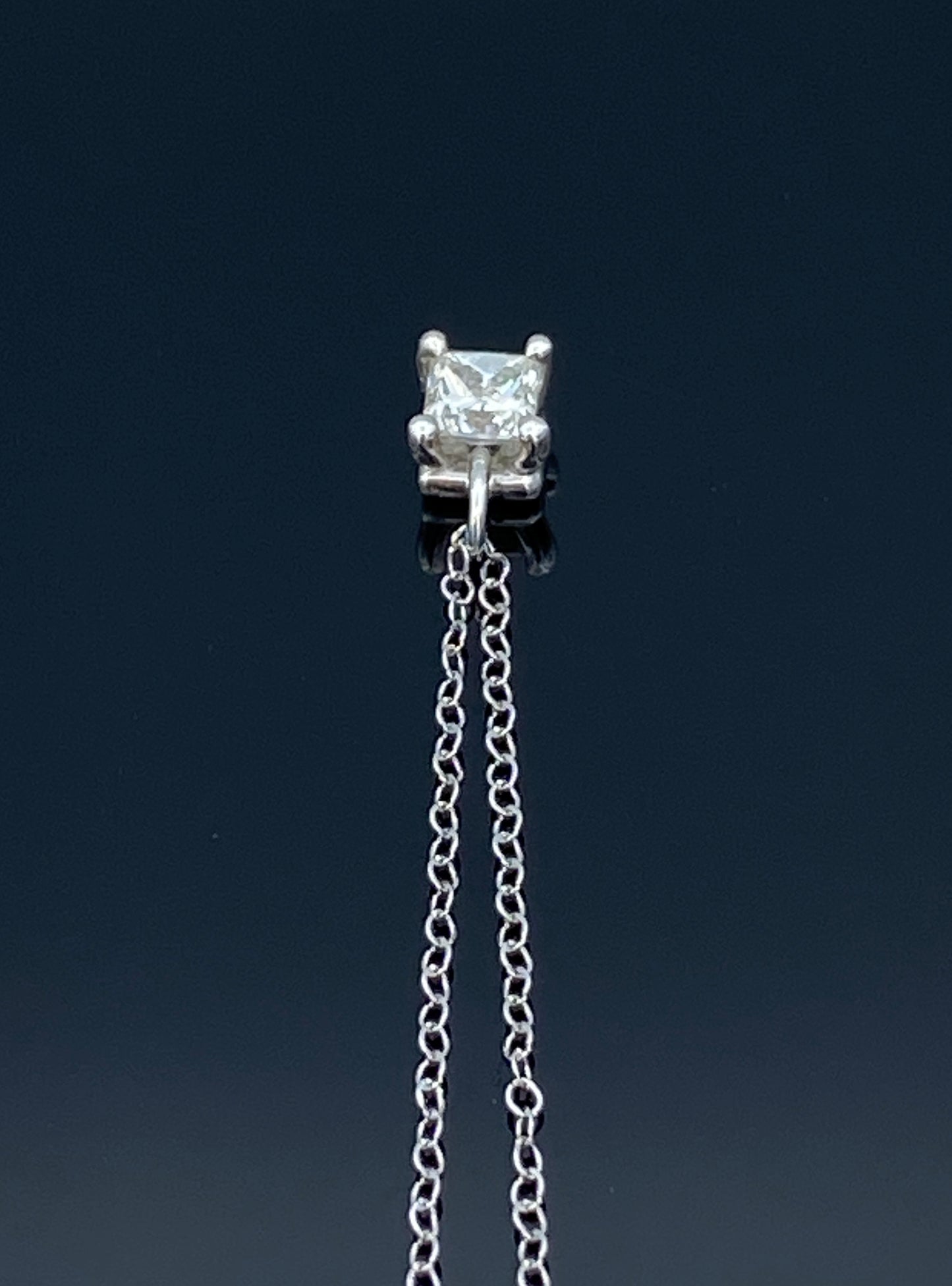 Solitaire Princess-Cut Diamond Pendant in 14K White Gold - L and L Jewelry