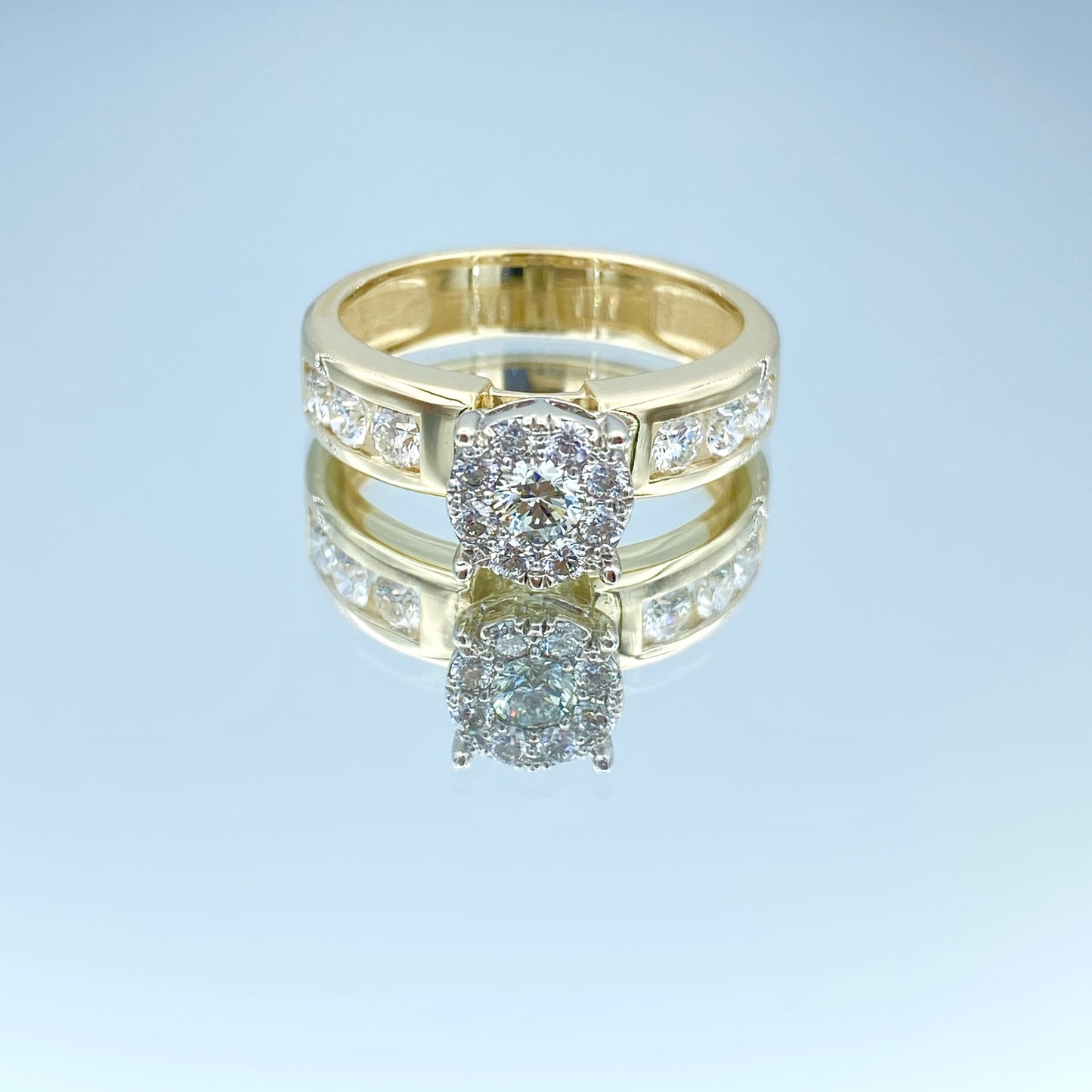 Cluster Diamond Engagement Ring in 14K Yellow Gold - L and L Jewelry