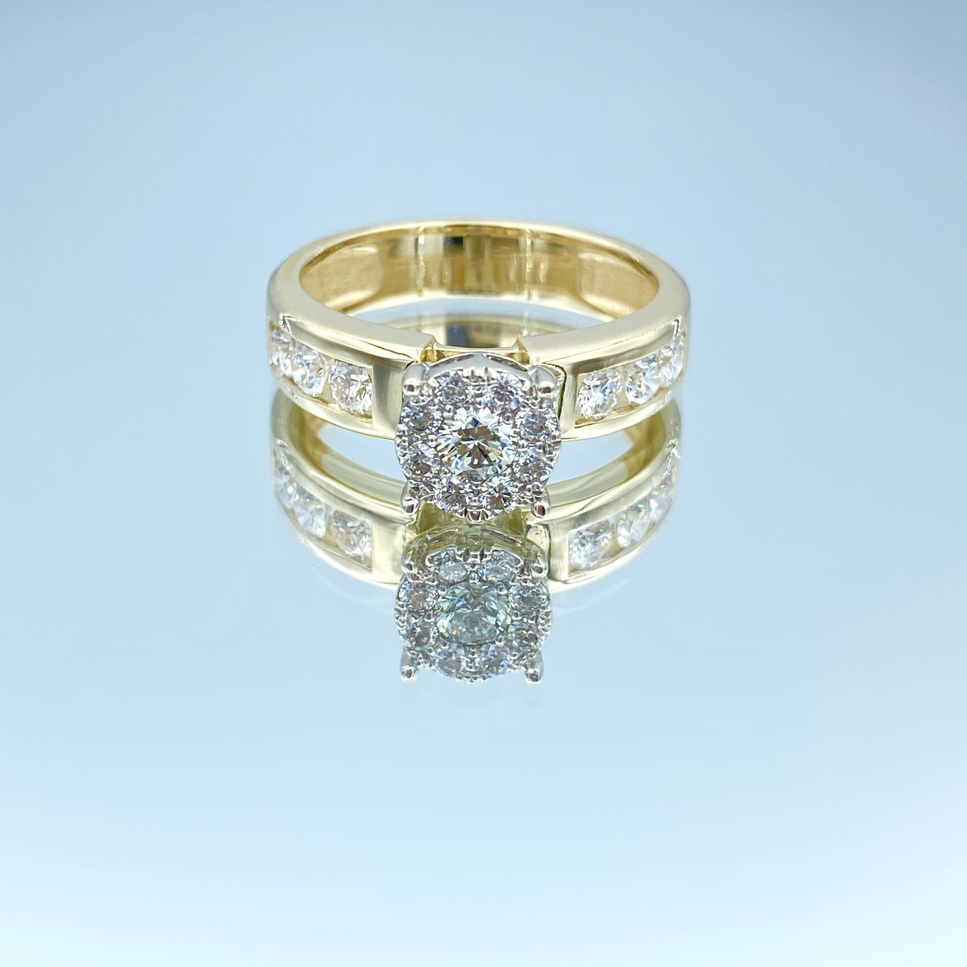 Cluster Diamond Engagement Ring in 14K Yellow Gold - L and L Jewelry