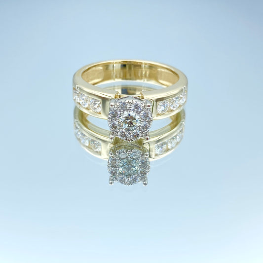 Cluster Diamond Engagement Ring in 14K Yellow Gold - L and L Jewelry
