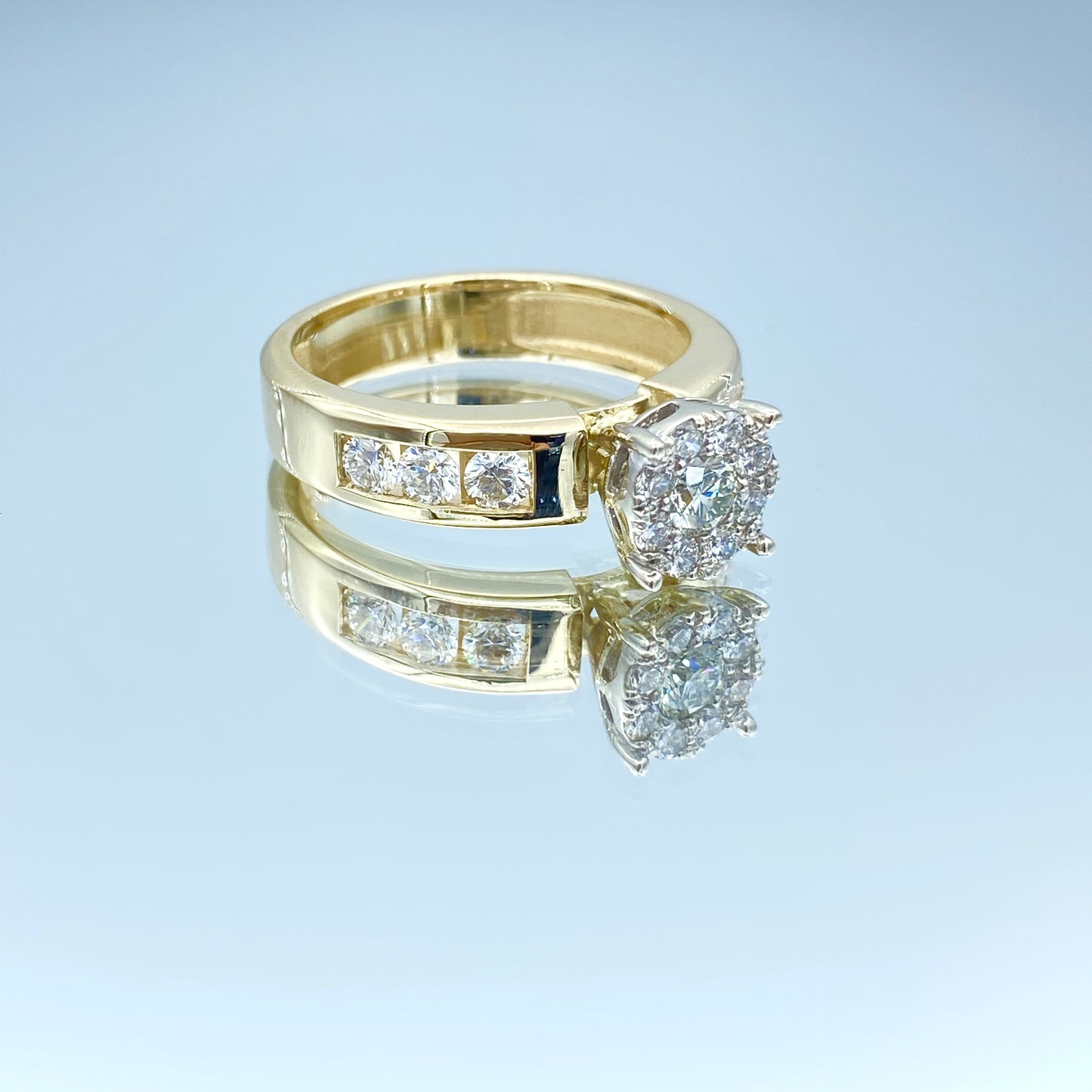 Cluster Diamond Engagement Ring in 14K Yellow Gold - L and L Jewelry