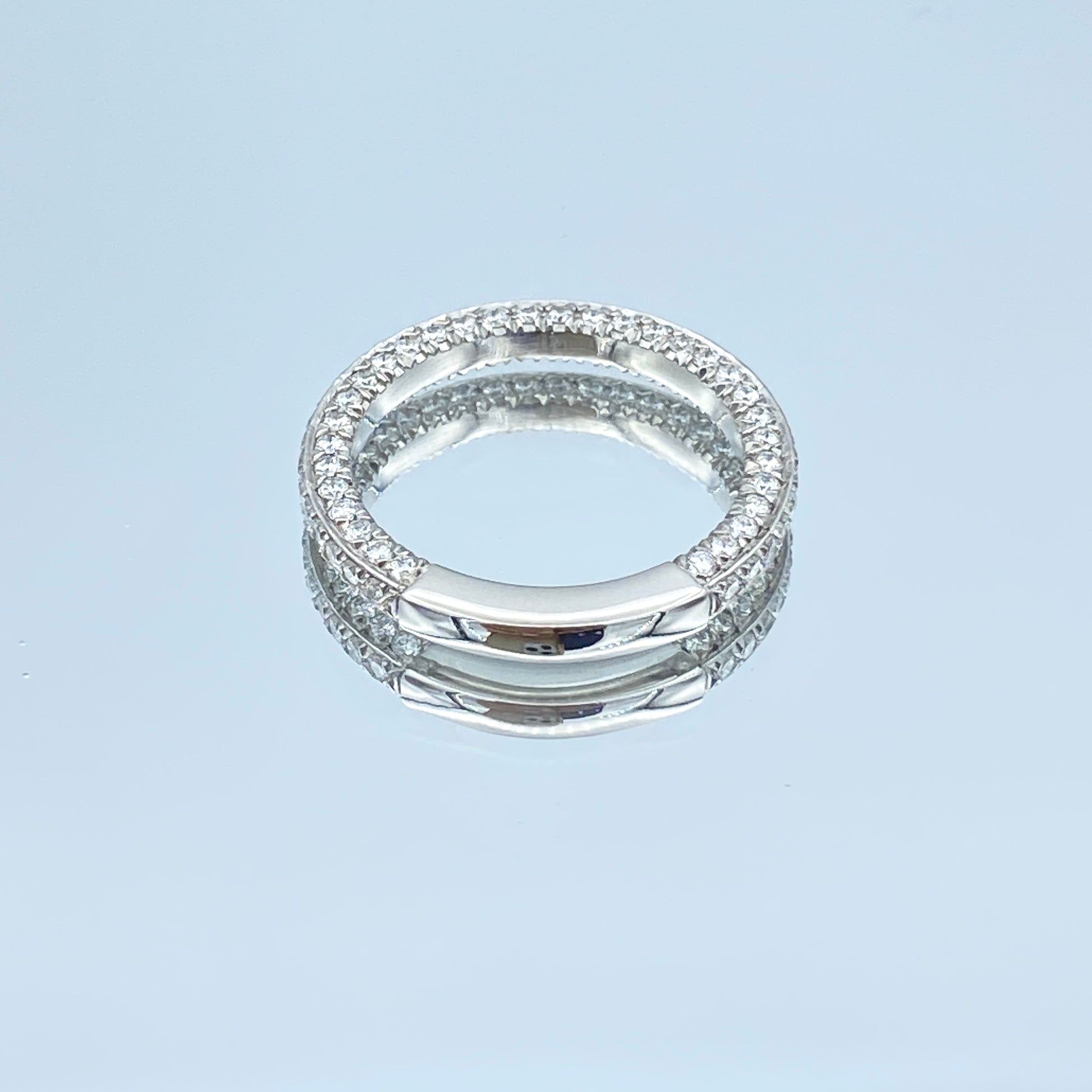 Three Sided Diamond Ring in Platinum - L and L Jewelry