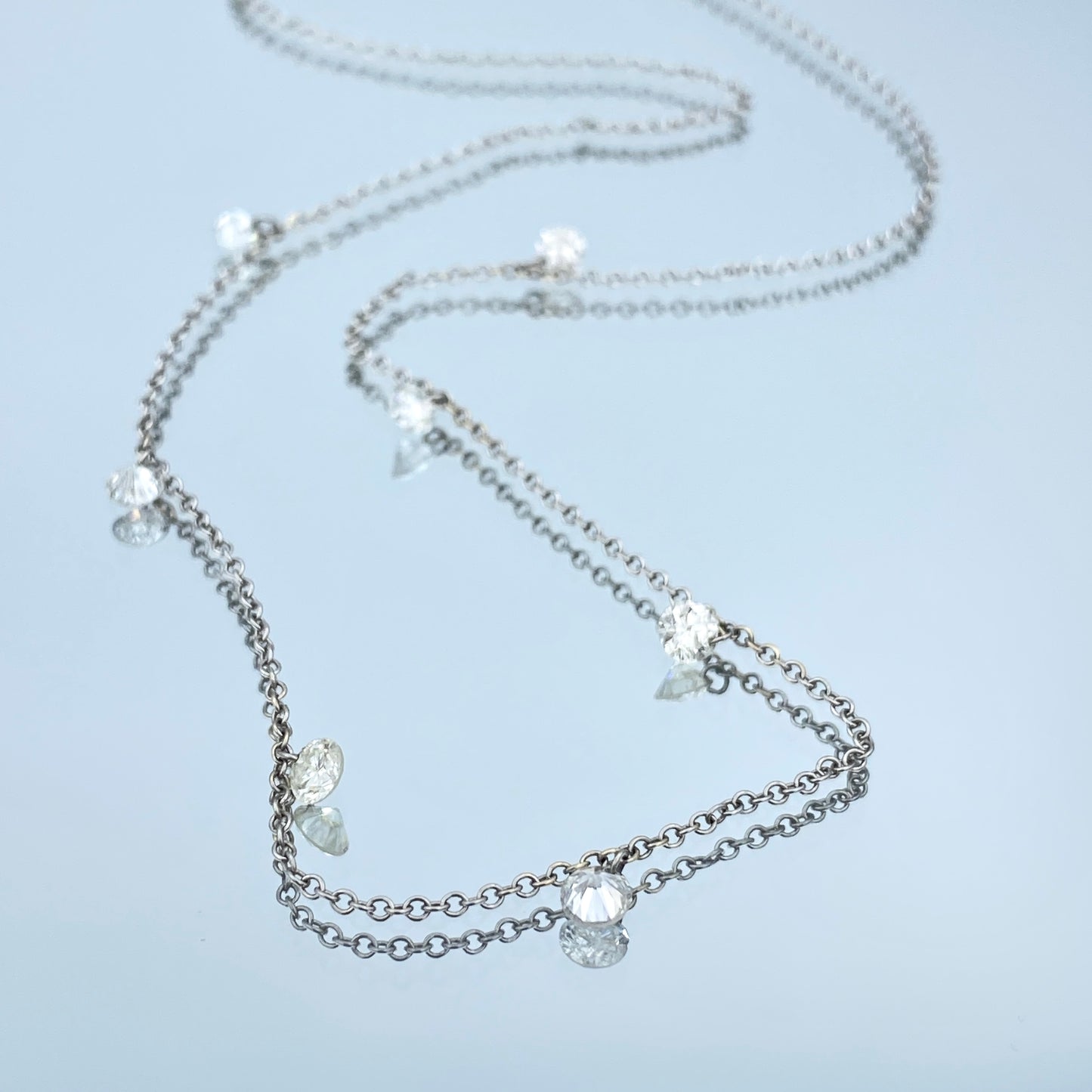 Floating Diamonds Necklace in 14K White Gold - L and L Jewelry