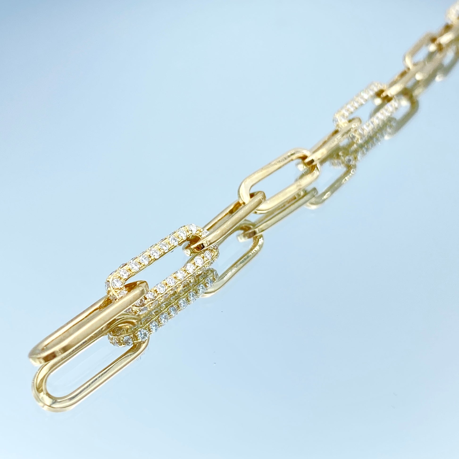 Diamond Paperclip Link Bracelet in 14K Yellow Gold - L and L Jewelry
