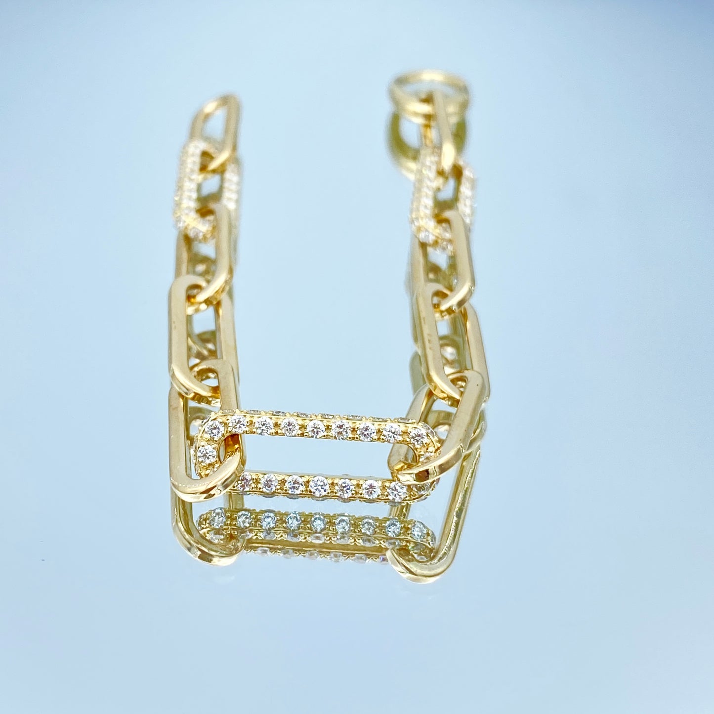Diamond Paperclip Link Bracelet in 14K Yellow Gold - L and L Jewelry